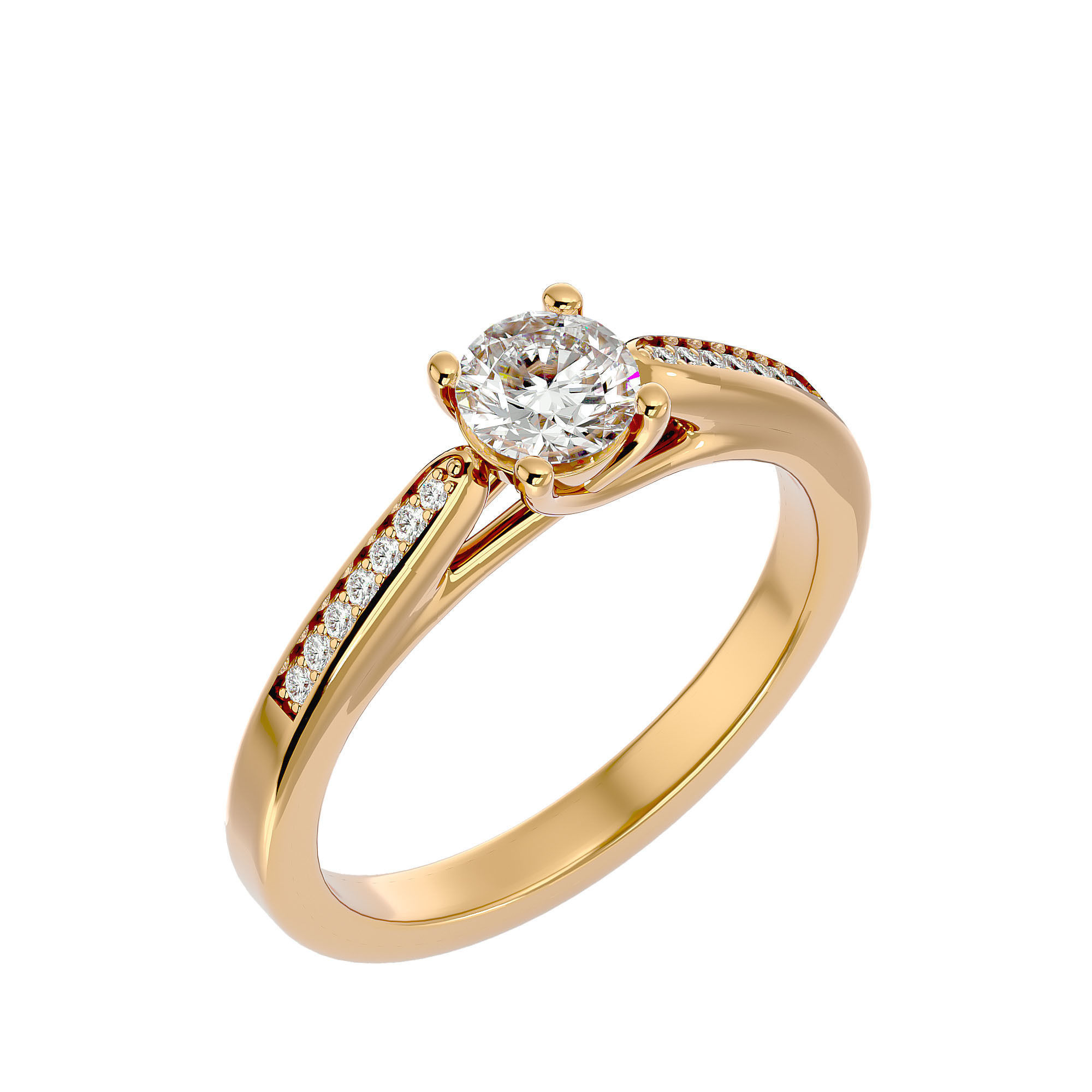 Solitaire wedding engagement ring with 360 view animation 3D print model_11