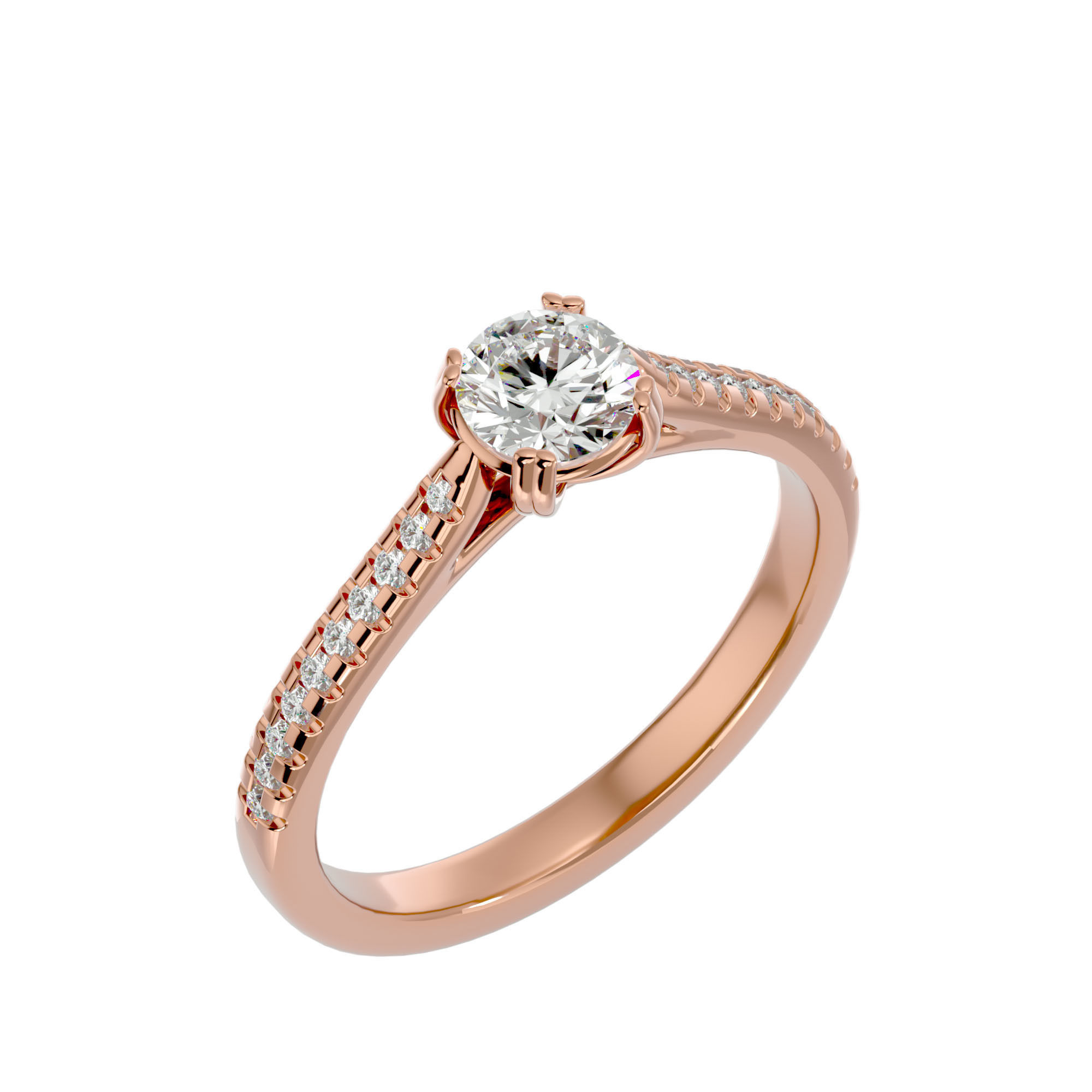 Solitaire wedding engagement ring with 360 view animation 3D print model_12