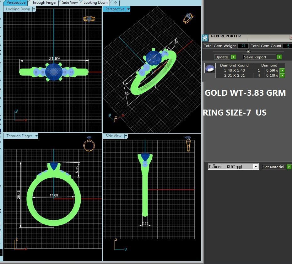Solitaire wedding engagement ring with 360 view animation 3D print model_3