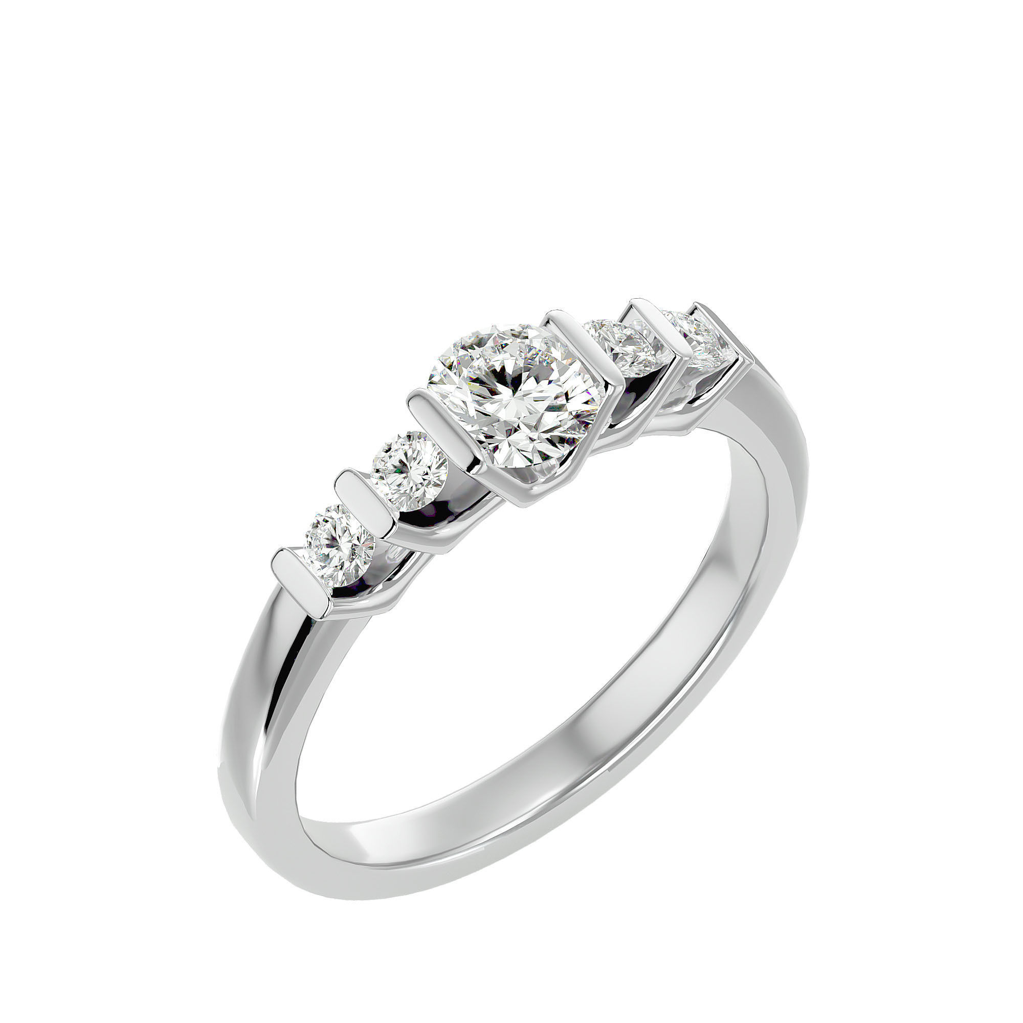 Solitaire wedding engagement ring with 360 view animation 3D print model_10