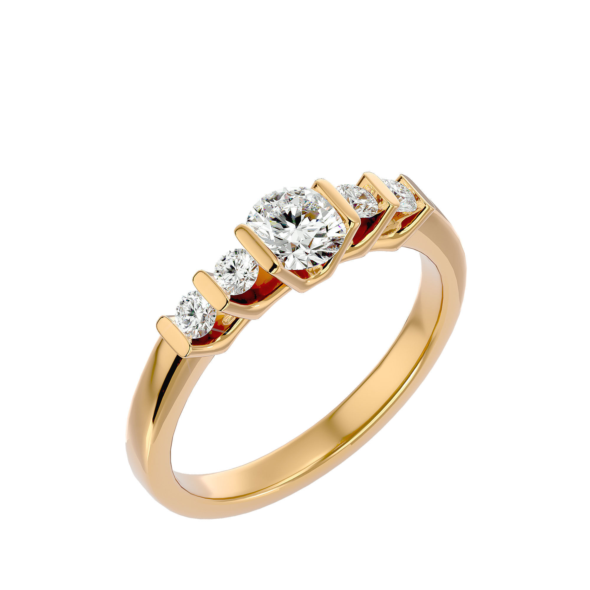 Solitaire wedding engagement ring with 360 view animation 3D print model_11