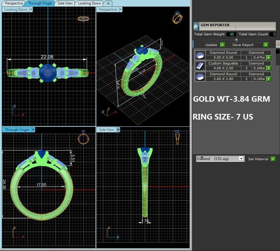 Solitaire wedding engagement ring with 360 view animation 3D print model_3