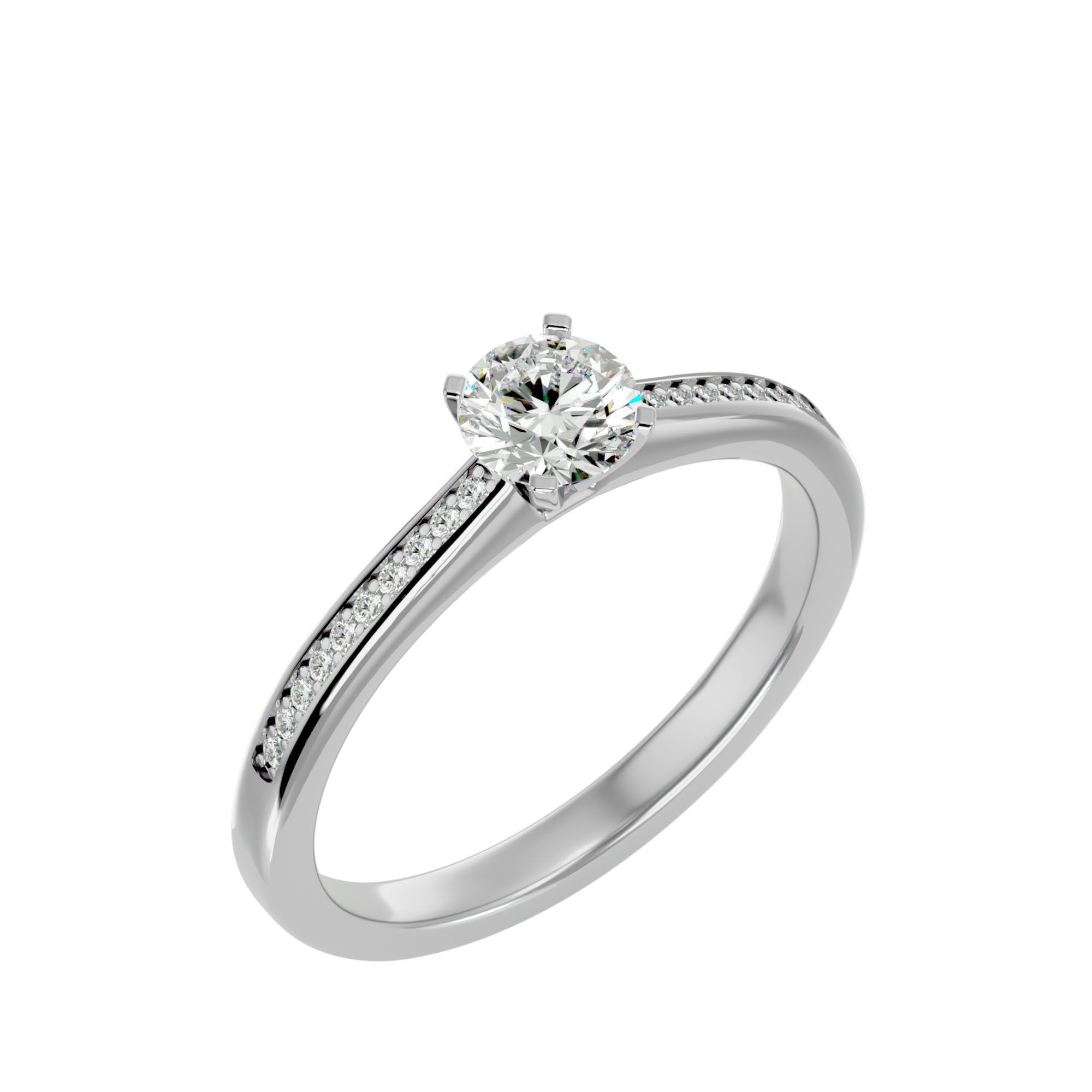 Solitaire wedding engagement ring with 360 view animation 3D print model_10