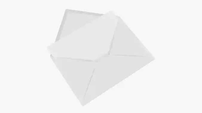 Envelope mockup 05 open white 3D model