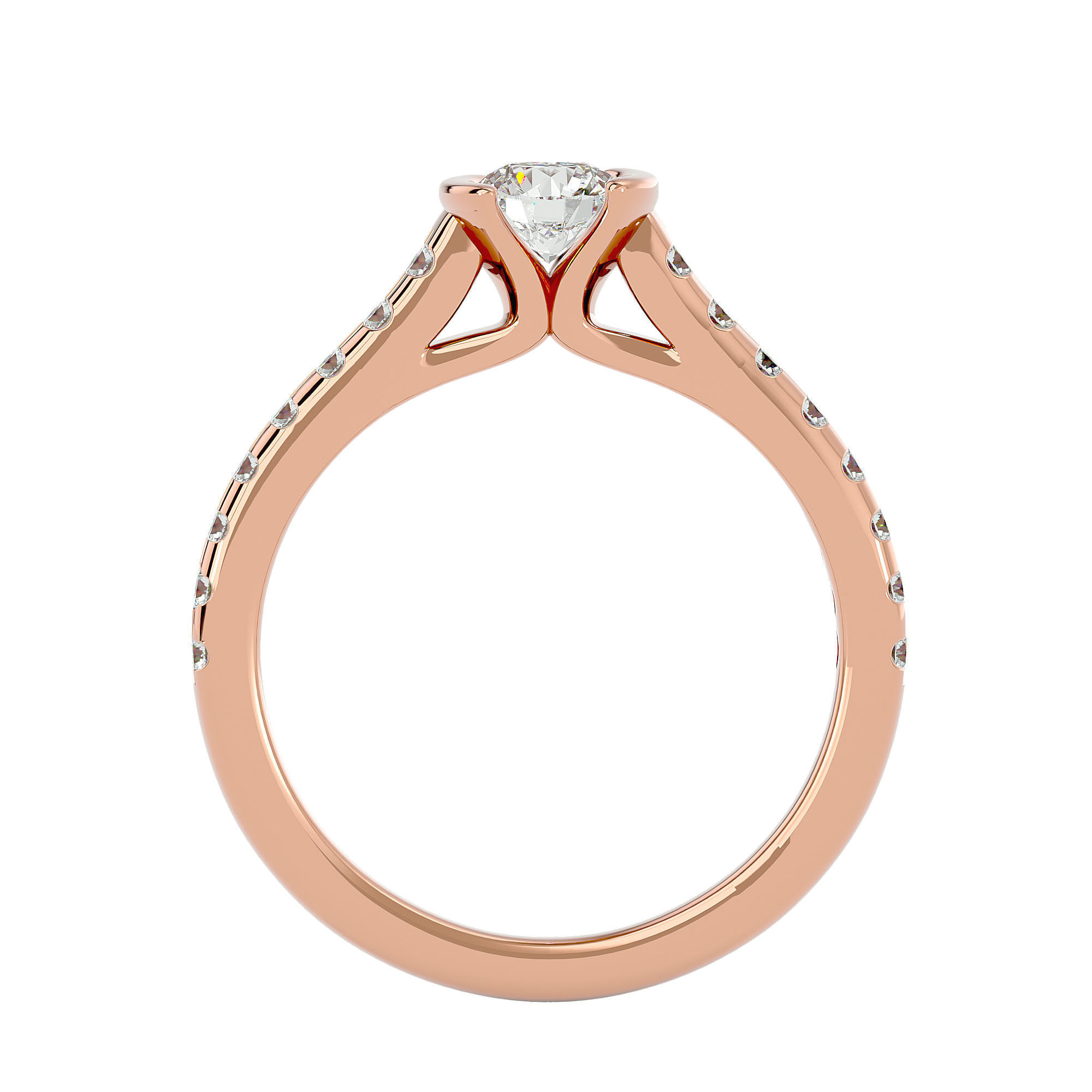 Solitaire wedding engagement ring with 360 view animation 3D print model_6