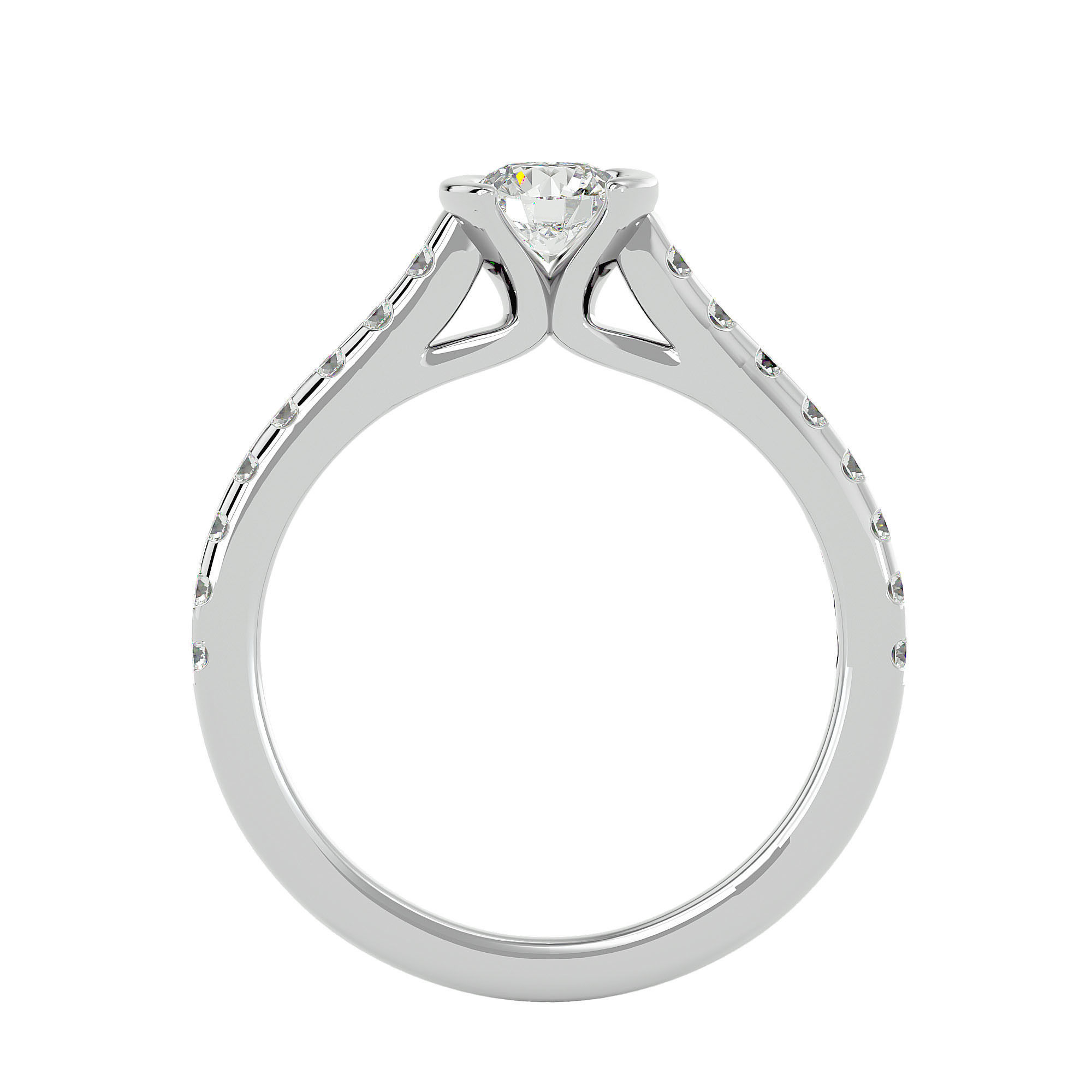 Solitaire wedding engagement ring with 360 view animation 3D print model_4