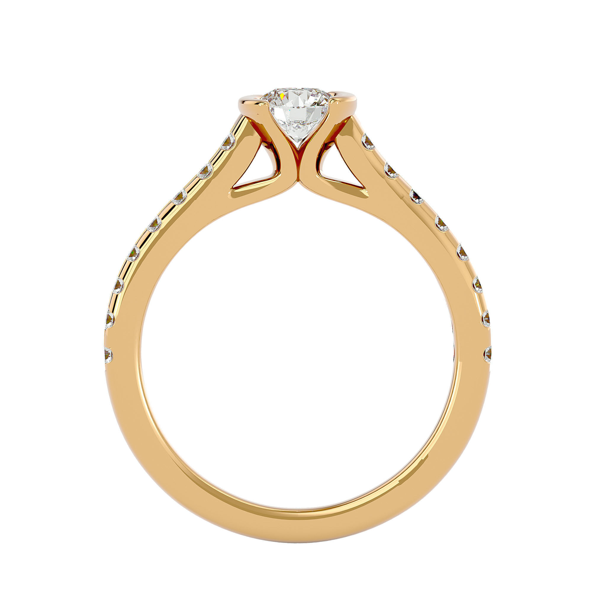 Solitaire wedding engagement ring with 360 view animation 3D print model_5