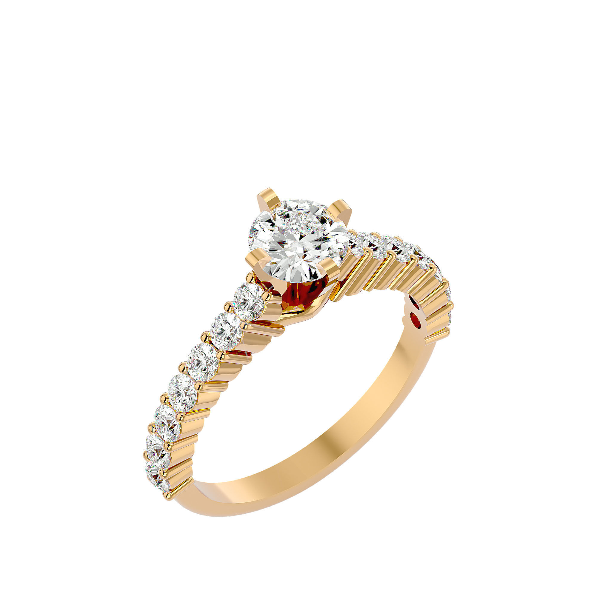 Solitaire wedding engagement ring with 360 view animation 3D print model_10