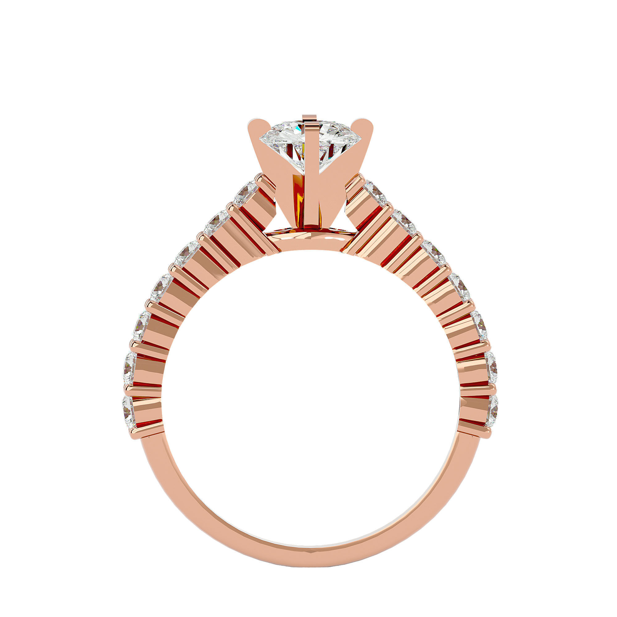 Solitaire wedding engagement ring with 360 view animation 3D print model_5