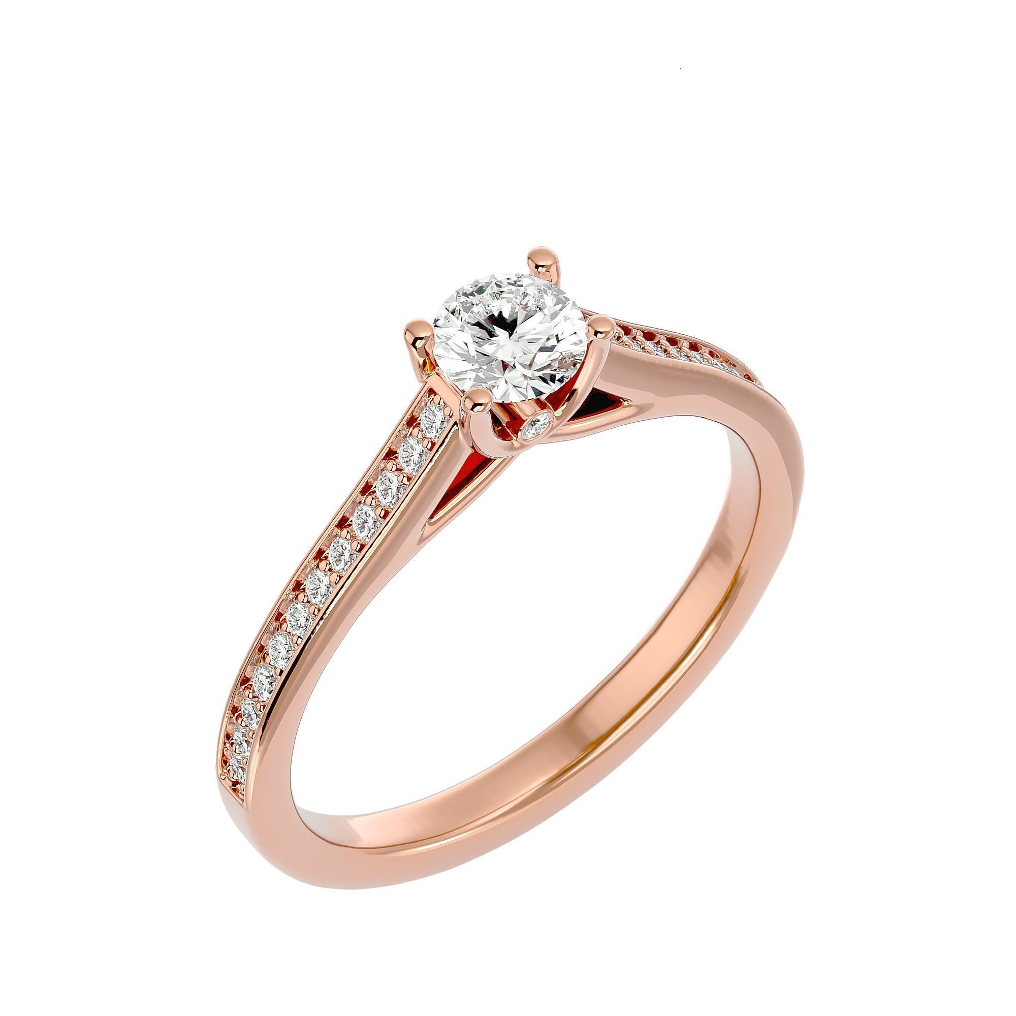 Solitaire wedding engagement ring with 360 view animation 3D print model_12