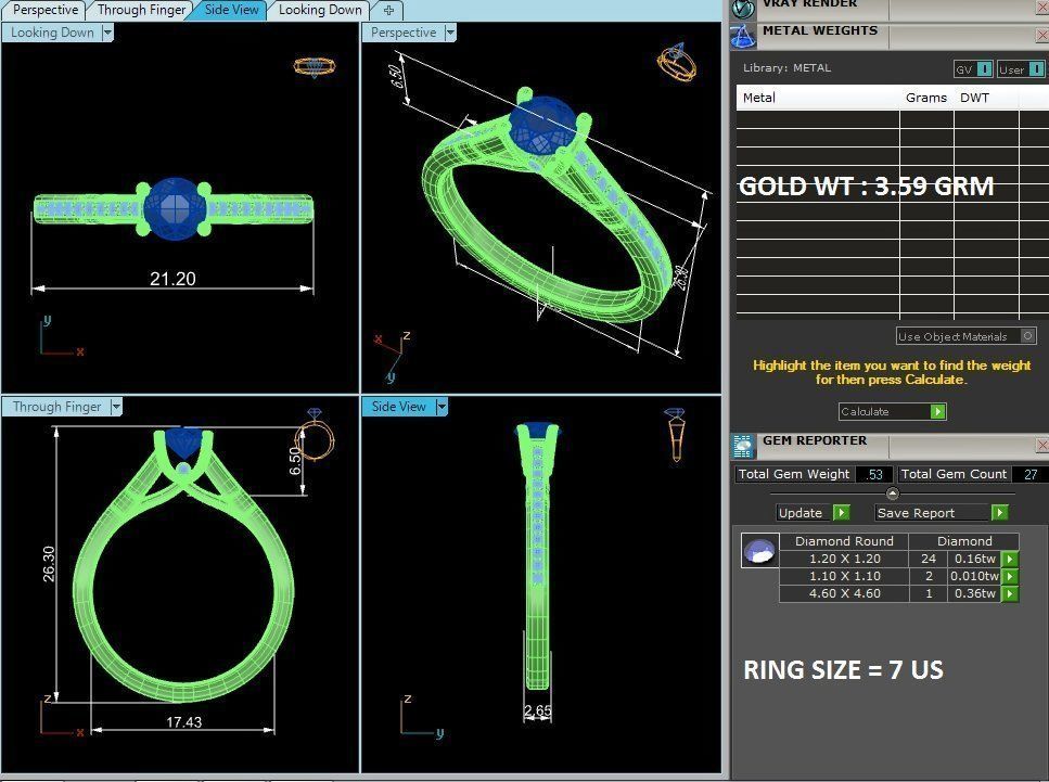 Solitaire wedding engagement ring with 360 view animation 3D print model_13