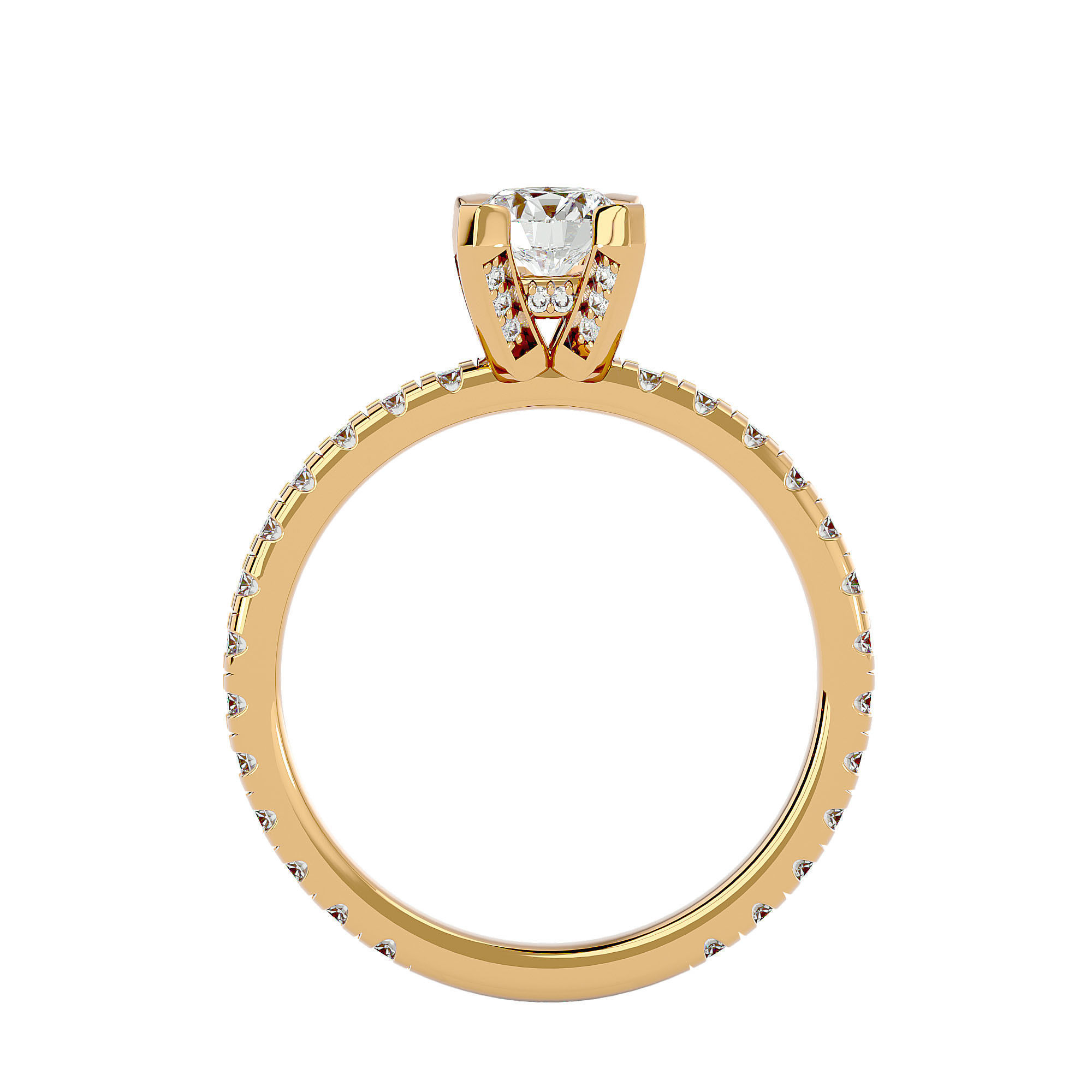 Solitaire wedding engagement ring with 360 view animation 3D print model_5