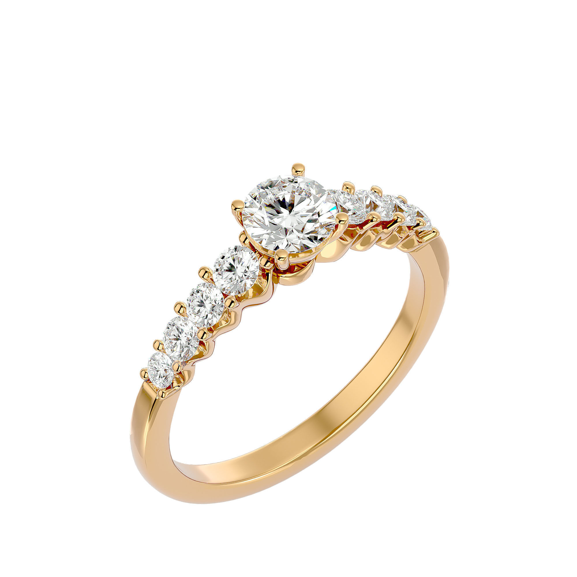 Solitaire wedding engagement ring with 360 view animation 3D print model_11