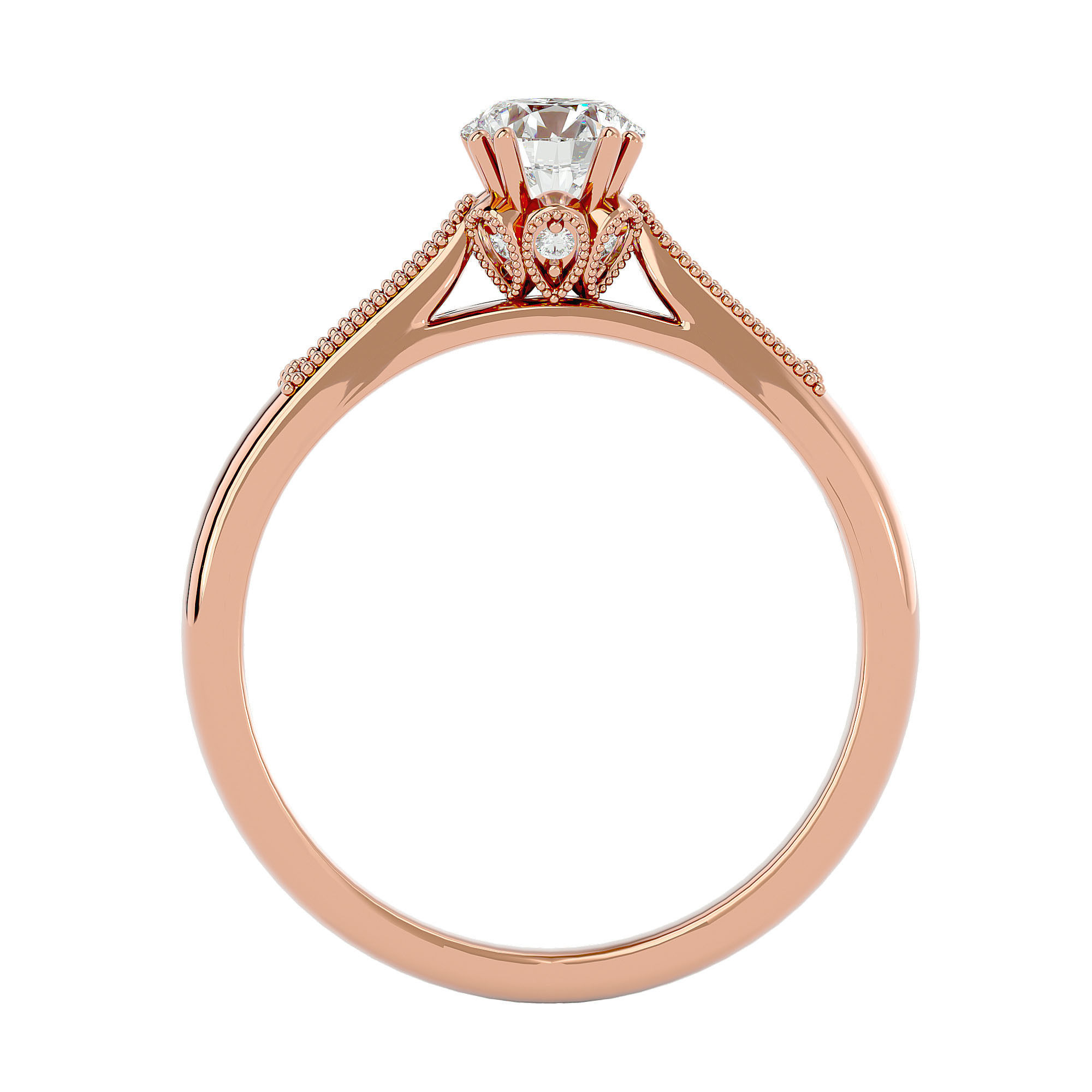 Solitaire wedding engagement ring with 360 view animation 3D print model_6