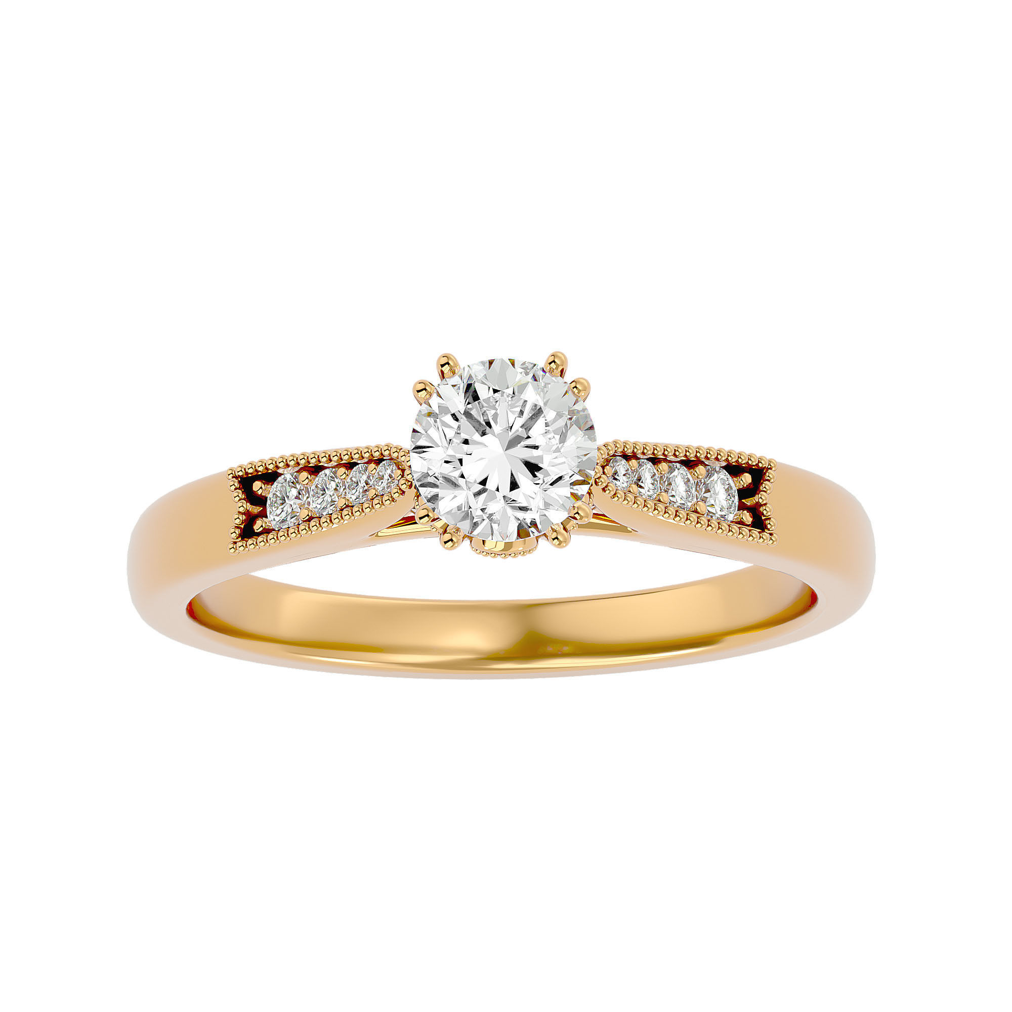 Solitaire wedding engagement ring with 360 view animation 3D print model_1