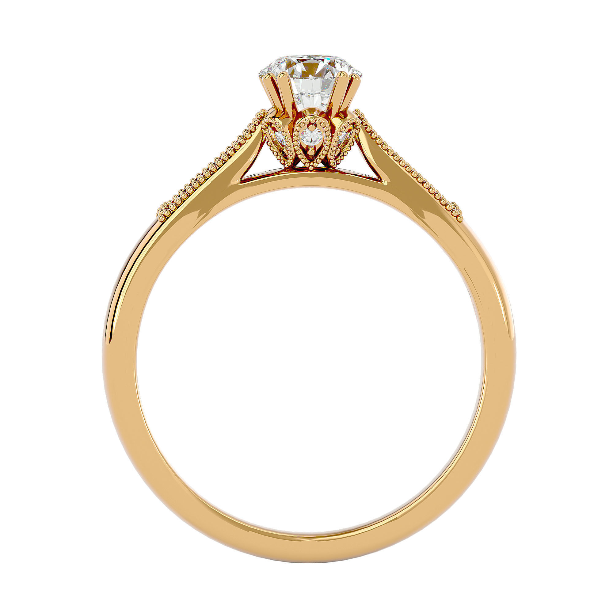 Solitaire wedding engagement ring with 360 view animation 3D print model_5