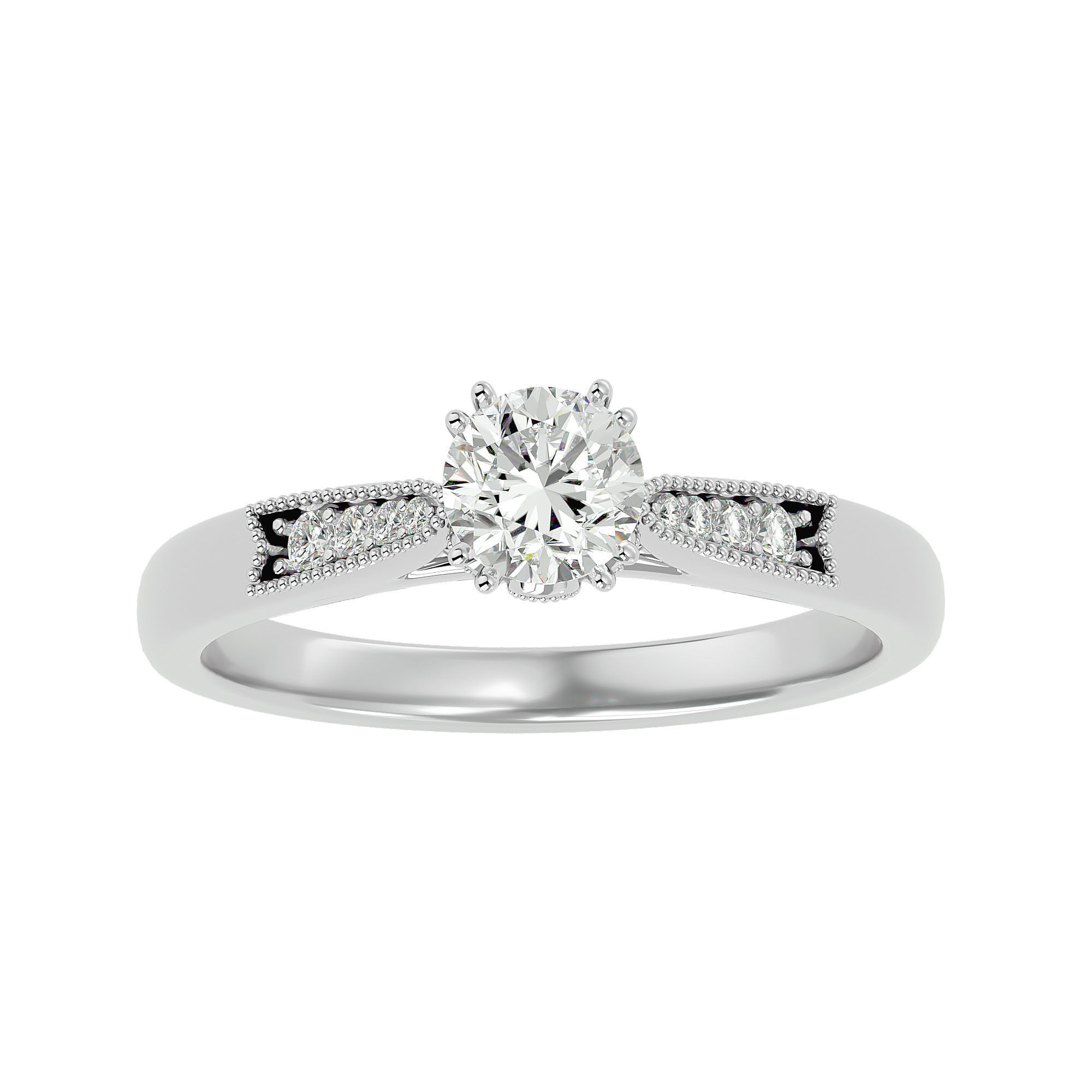 Solitaire wedding engagement ring with 360 view animation 3D print model_2