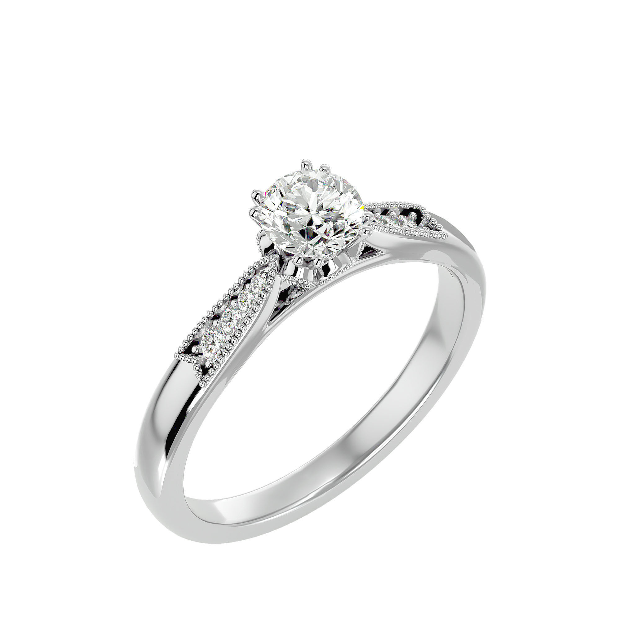 Solitaire wedding engagement ring with 360 view animation 3D print model_10