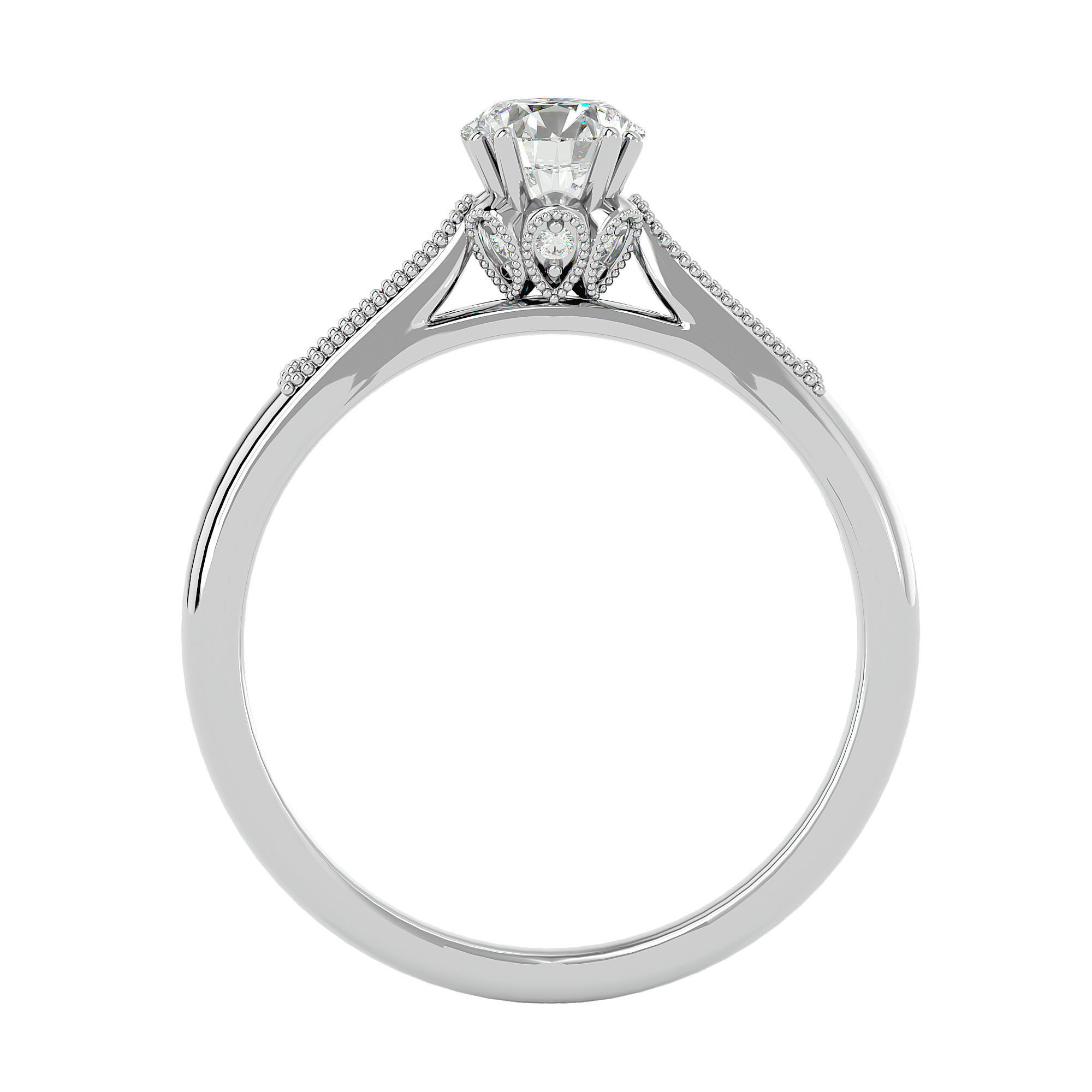 Solitaire wedding engagement ring with 360 view animation 3D print model_4