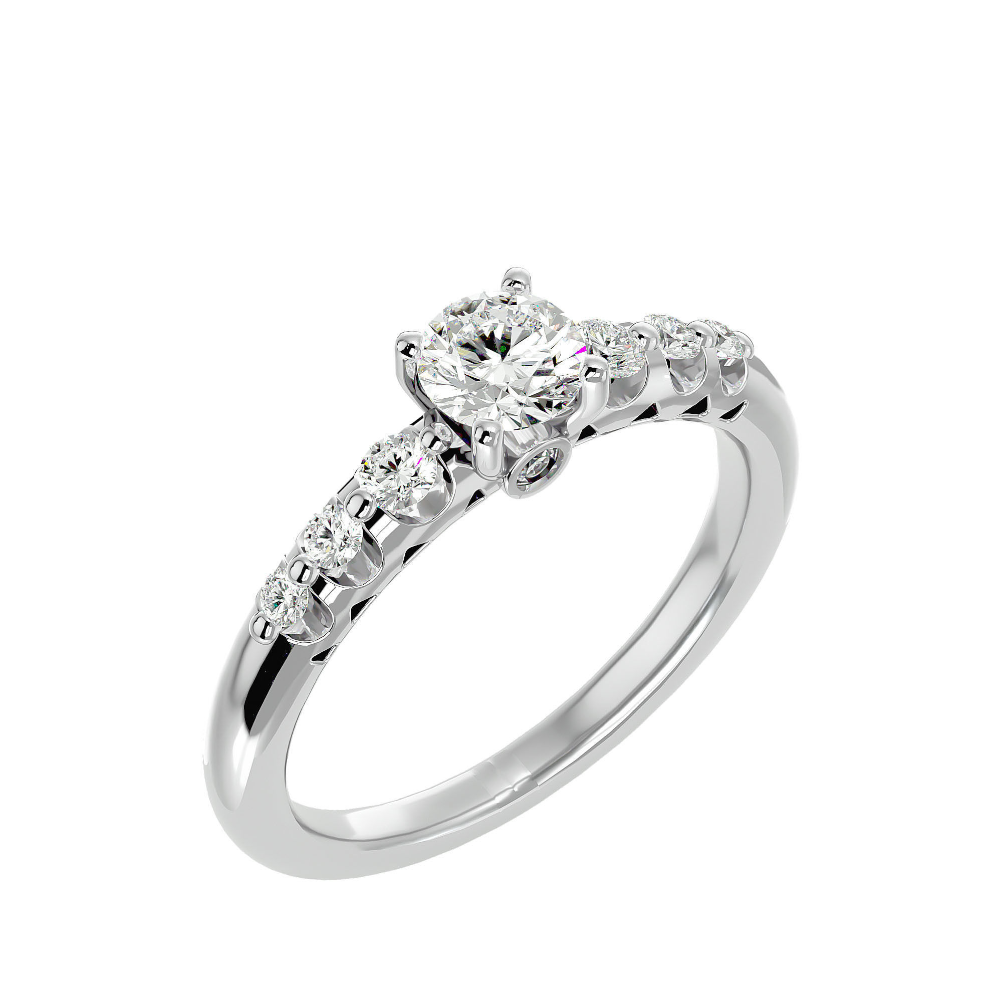 Solitaire wedding engagement ring with 360 view animation 3D print model_10