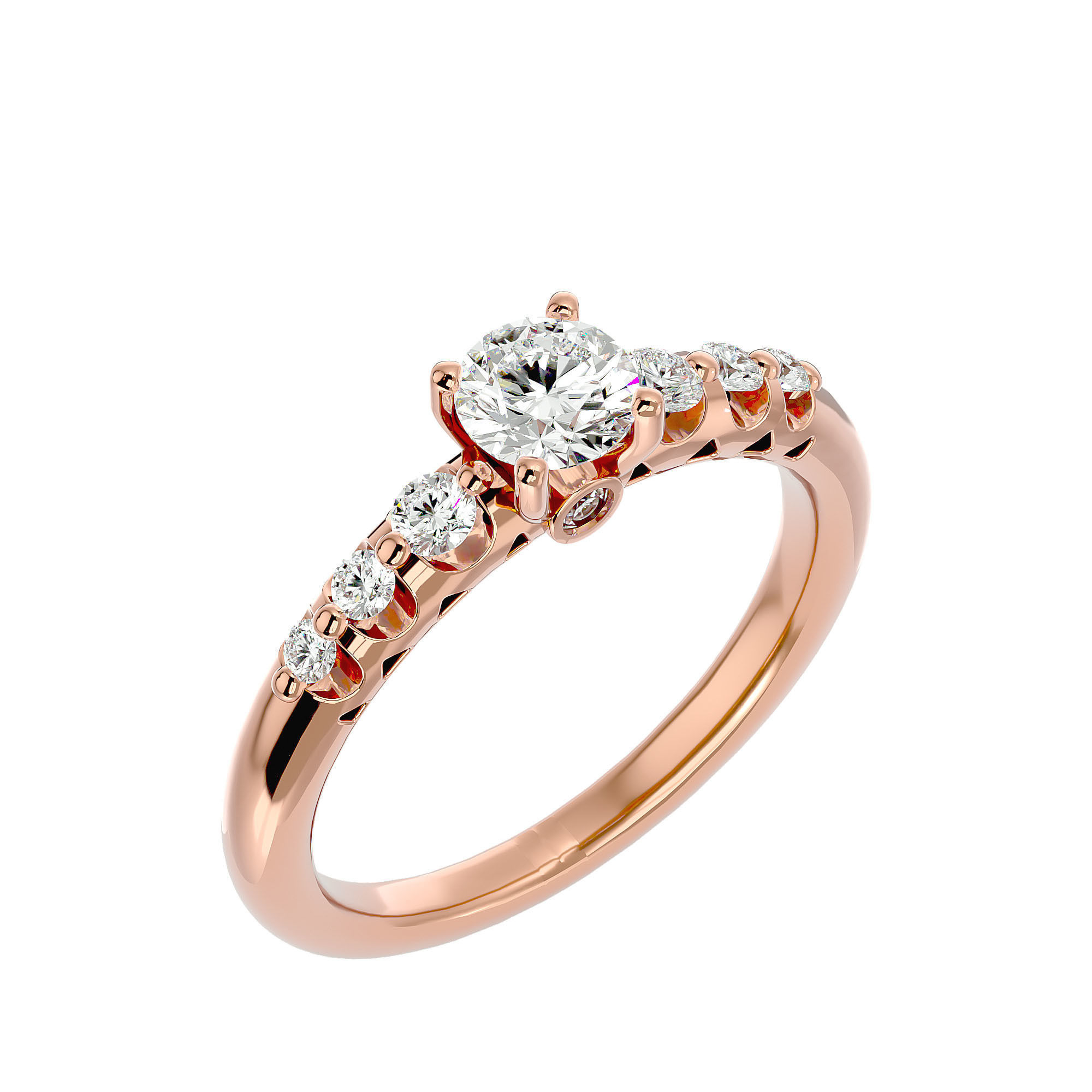 Solitaire wedding engagement ring with 360 view animation 3D print model_12