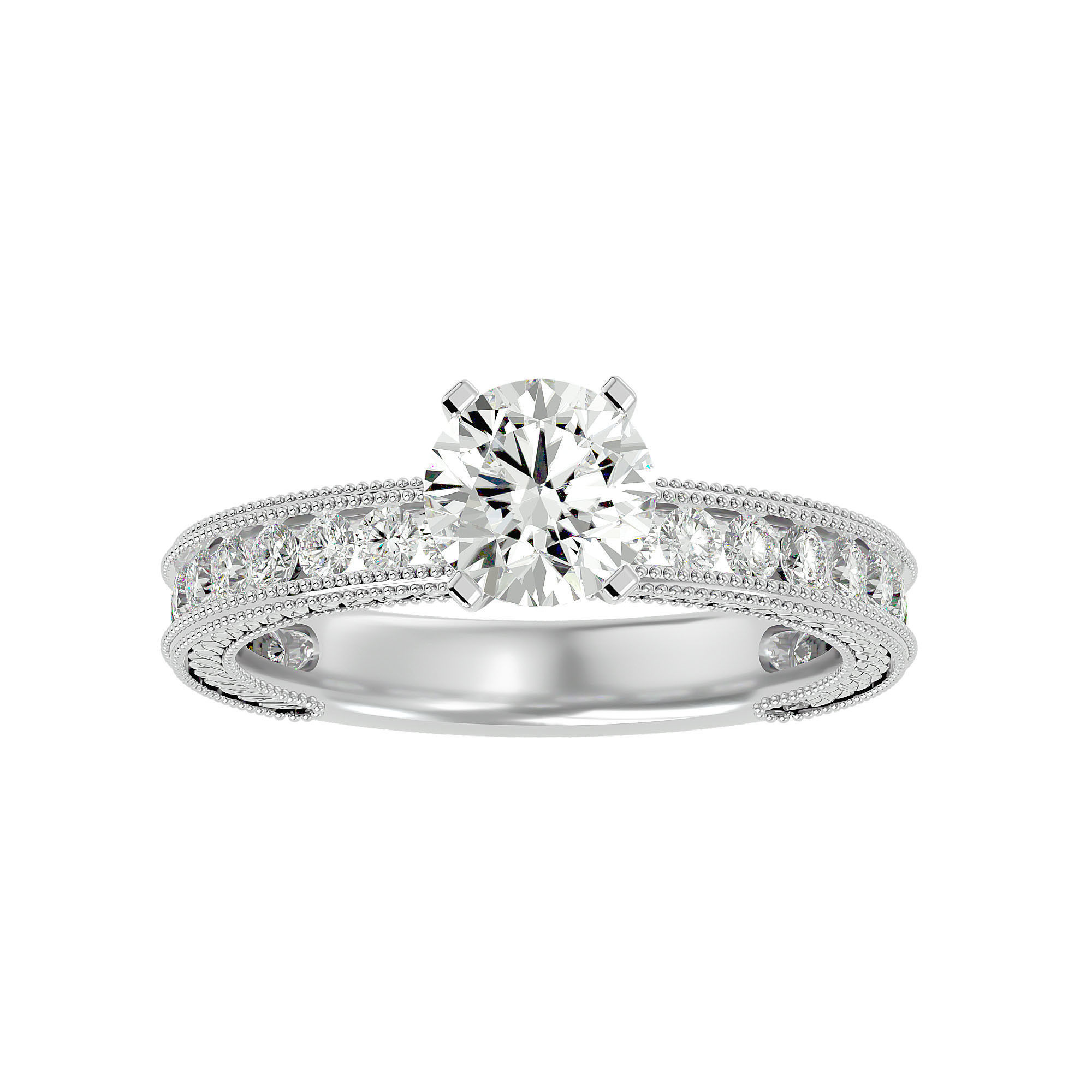 Solitaire wedding engagement ring with 360 view animation 3D print model_2