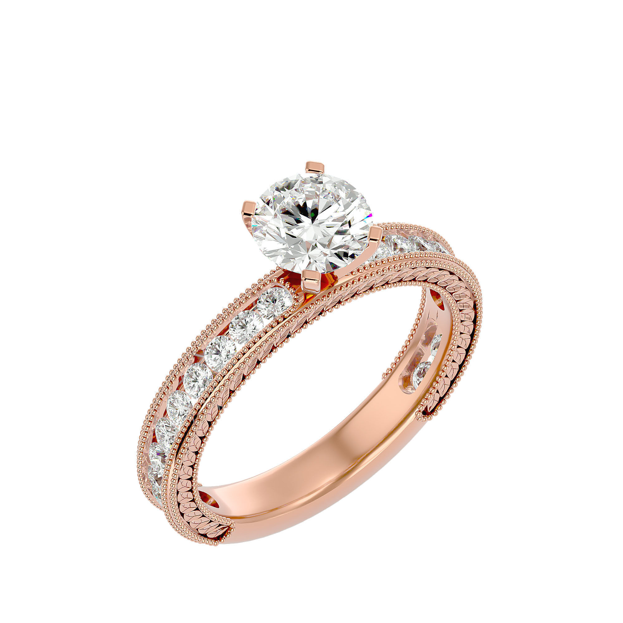 Solitaire wedding engagement ring with 360 view animation 3D print model_12