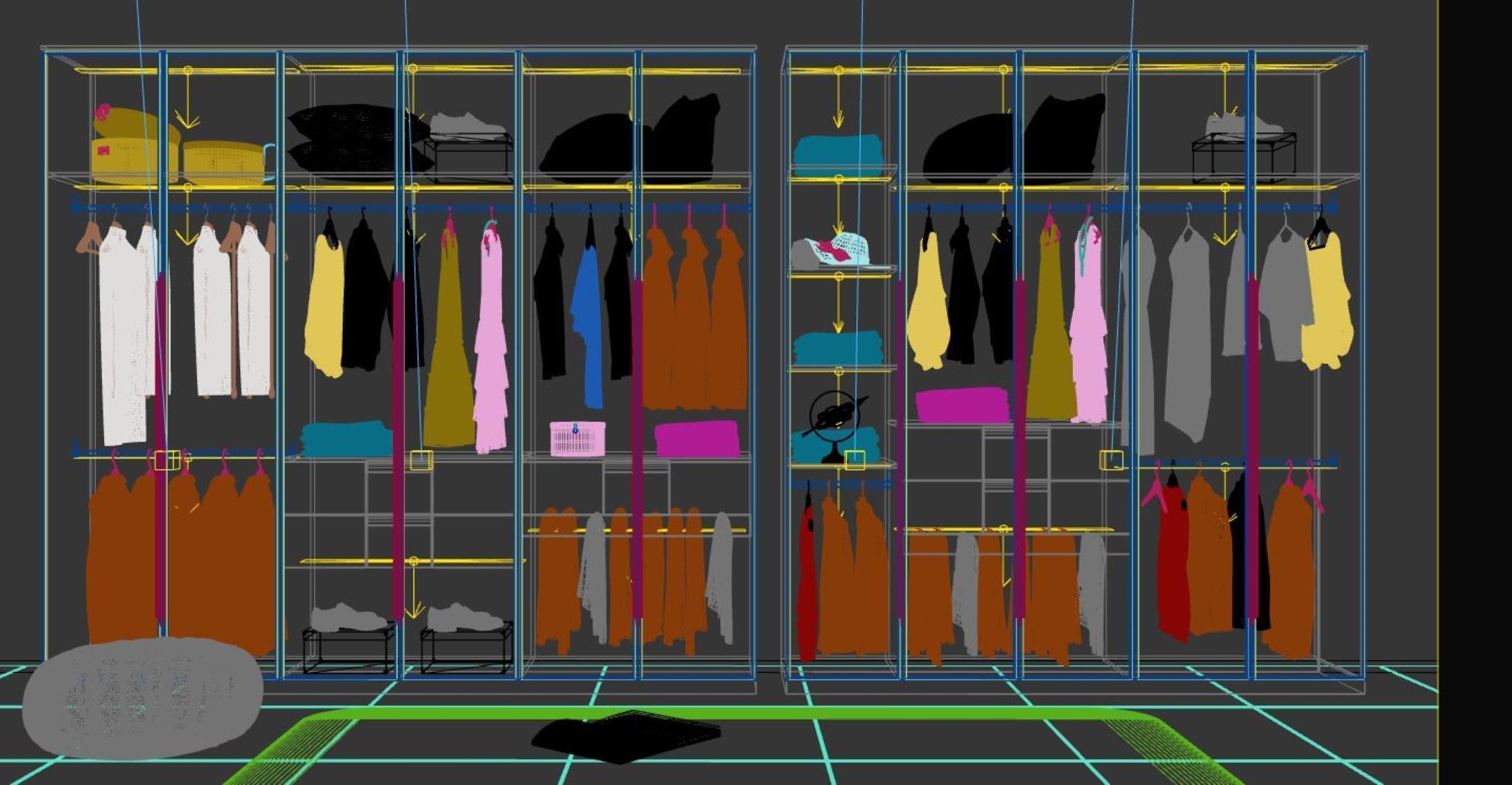 modern wardrobe design 3D model_5