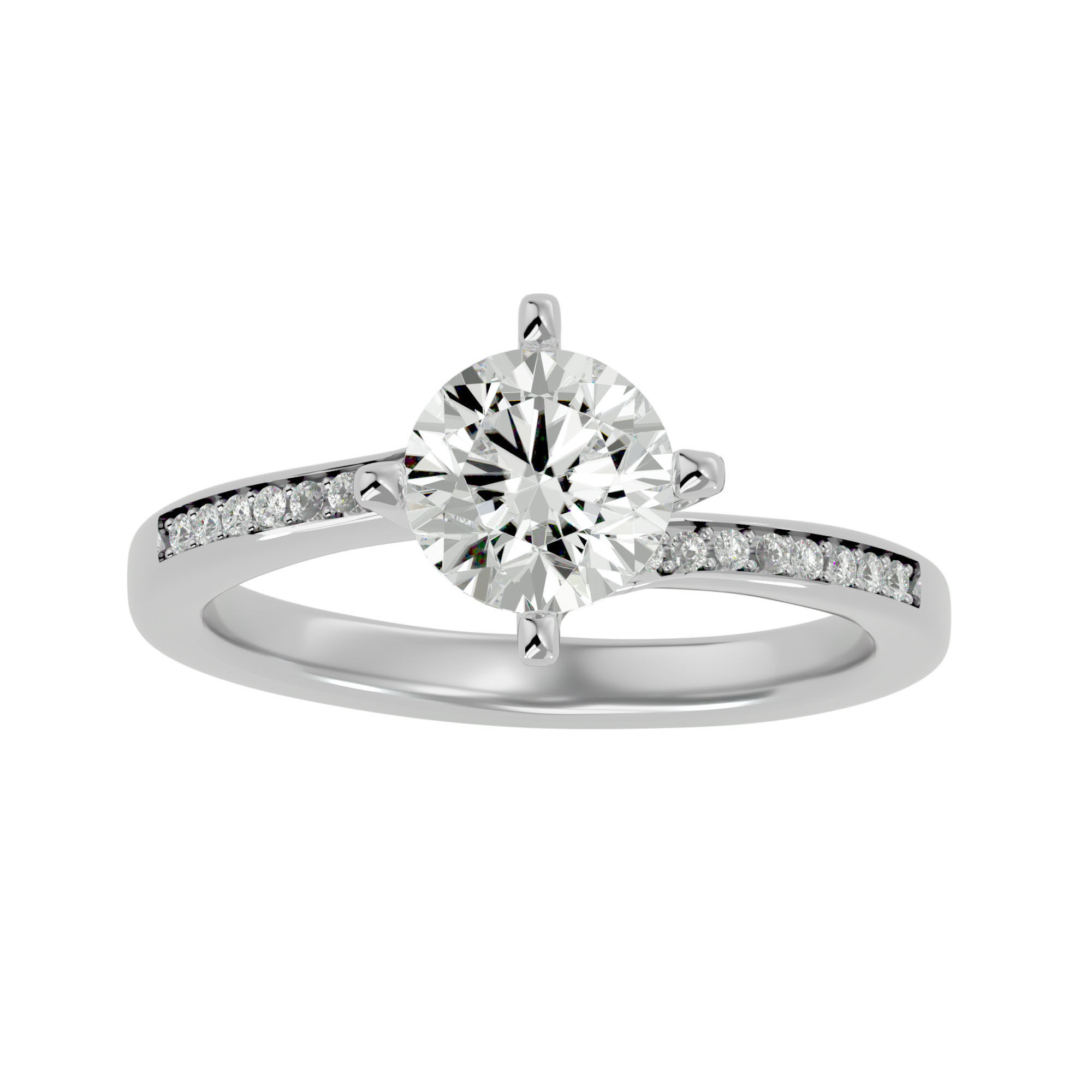 Solitaire wedding engagement ring with 360 view animation 3D print model_2