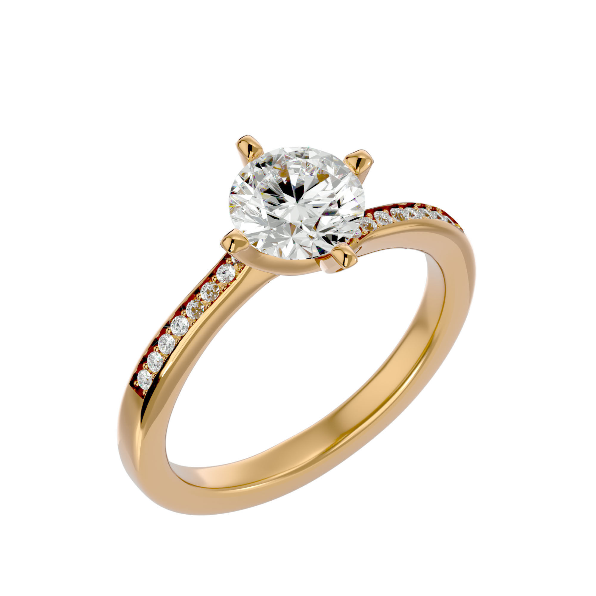 Solitaire wedding engagement ring with 360 view animation 3D print model_10
