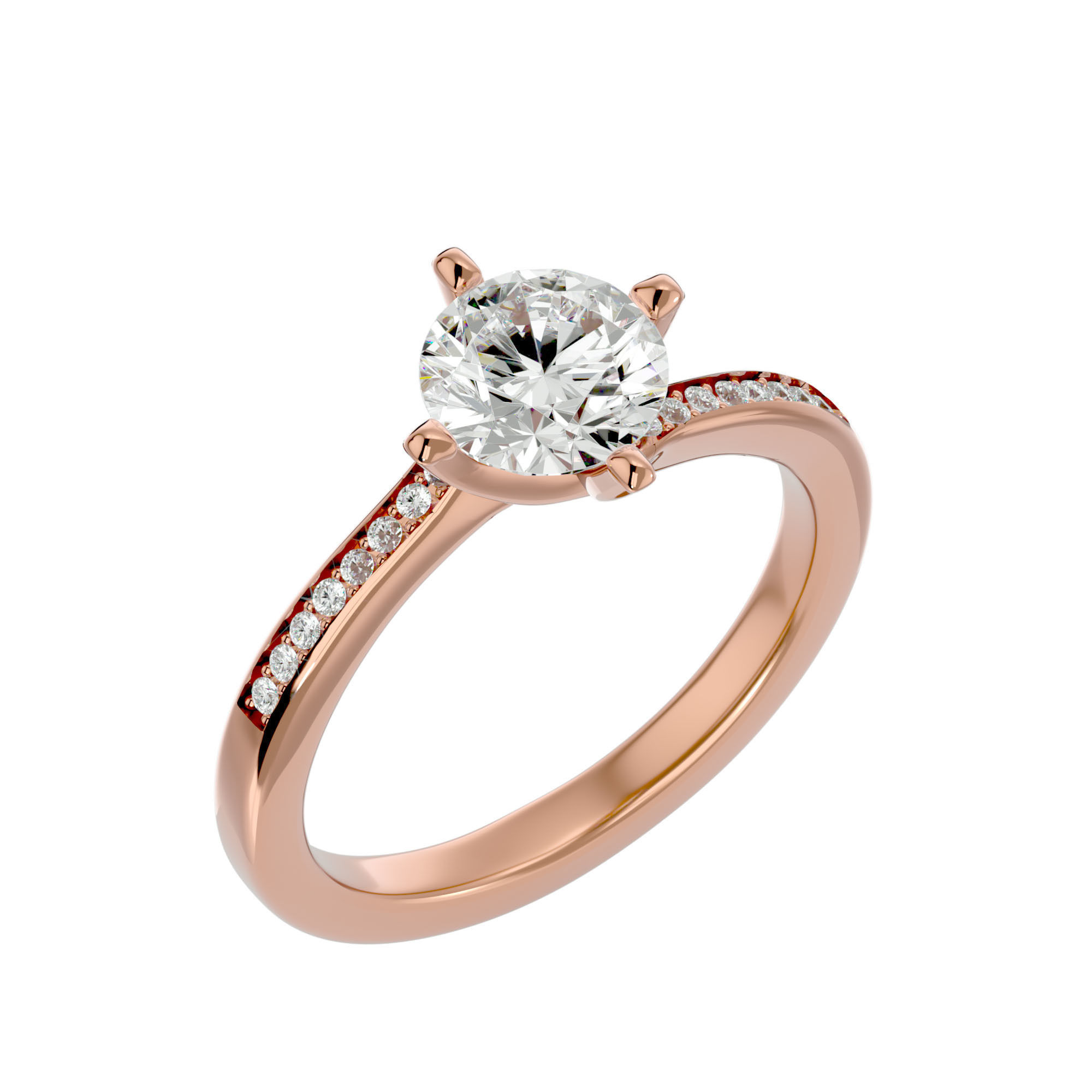 Solitaire wedding engagement ring with 360 view animation 3D print model_11