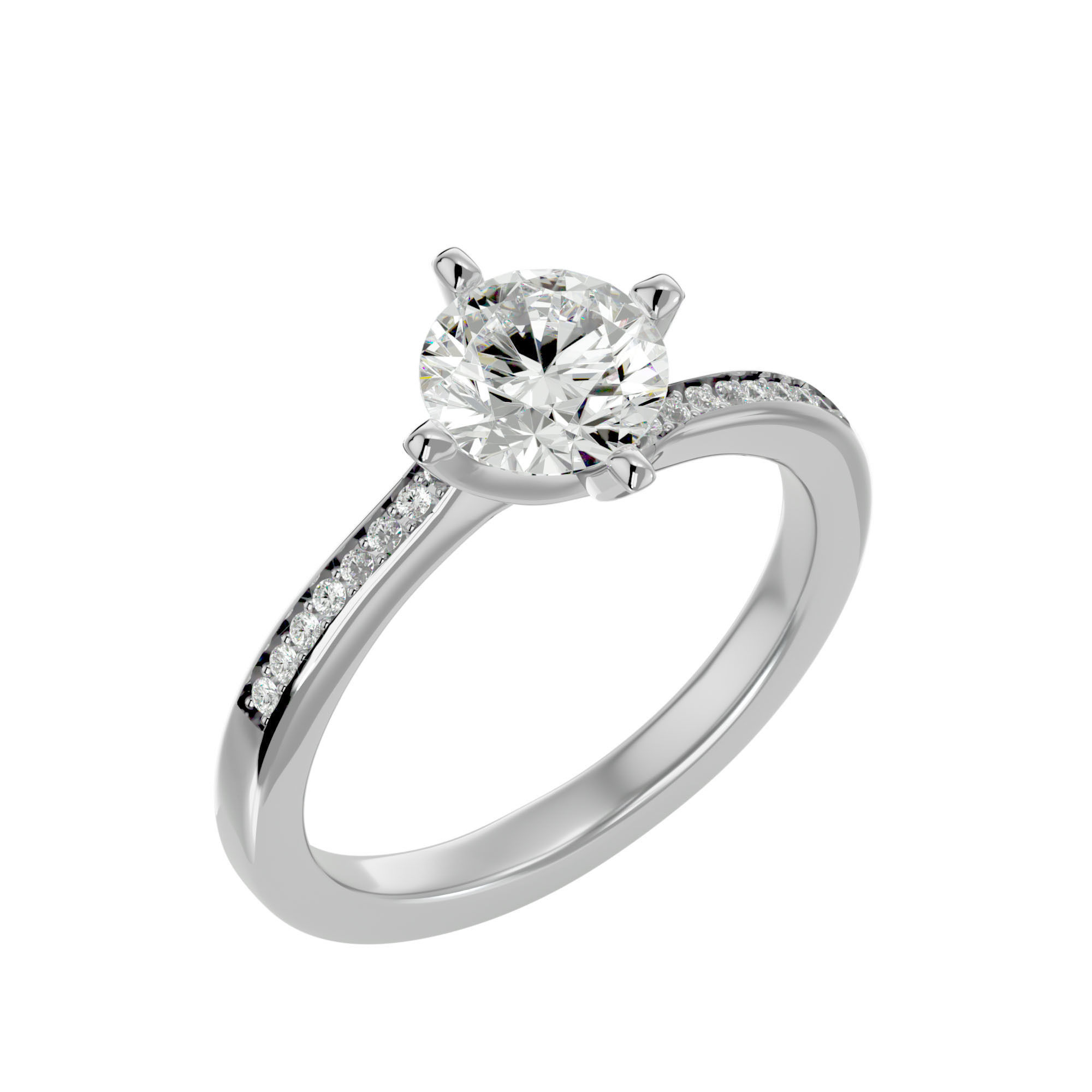 Solitaire wedding engagement ring with 360 view animation 3D print model_9