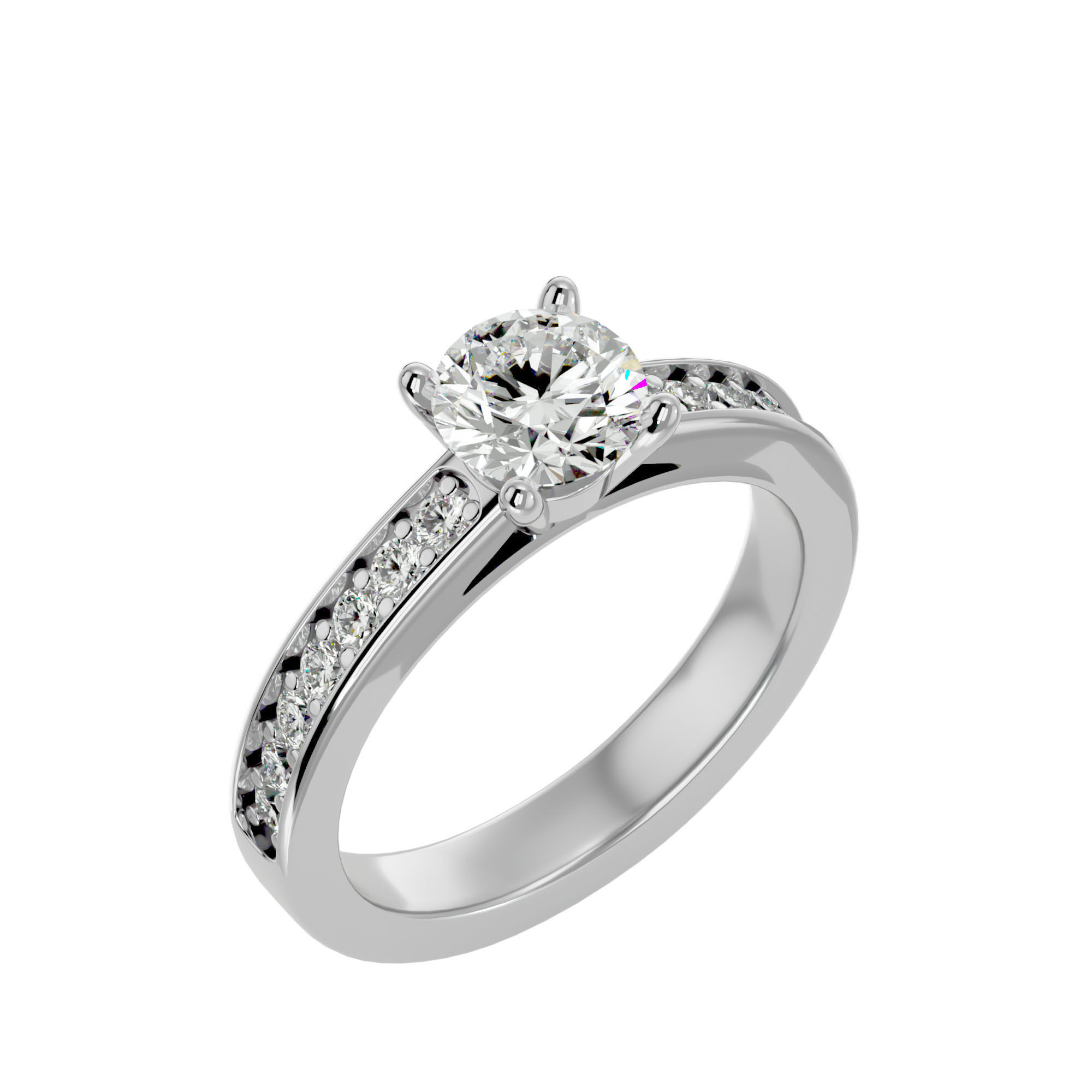 Solitaire wedding engagement ring with 360 view animation 3D print model_10