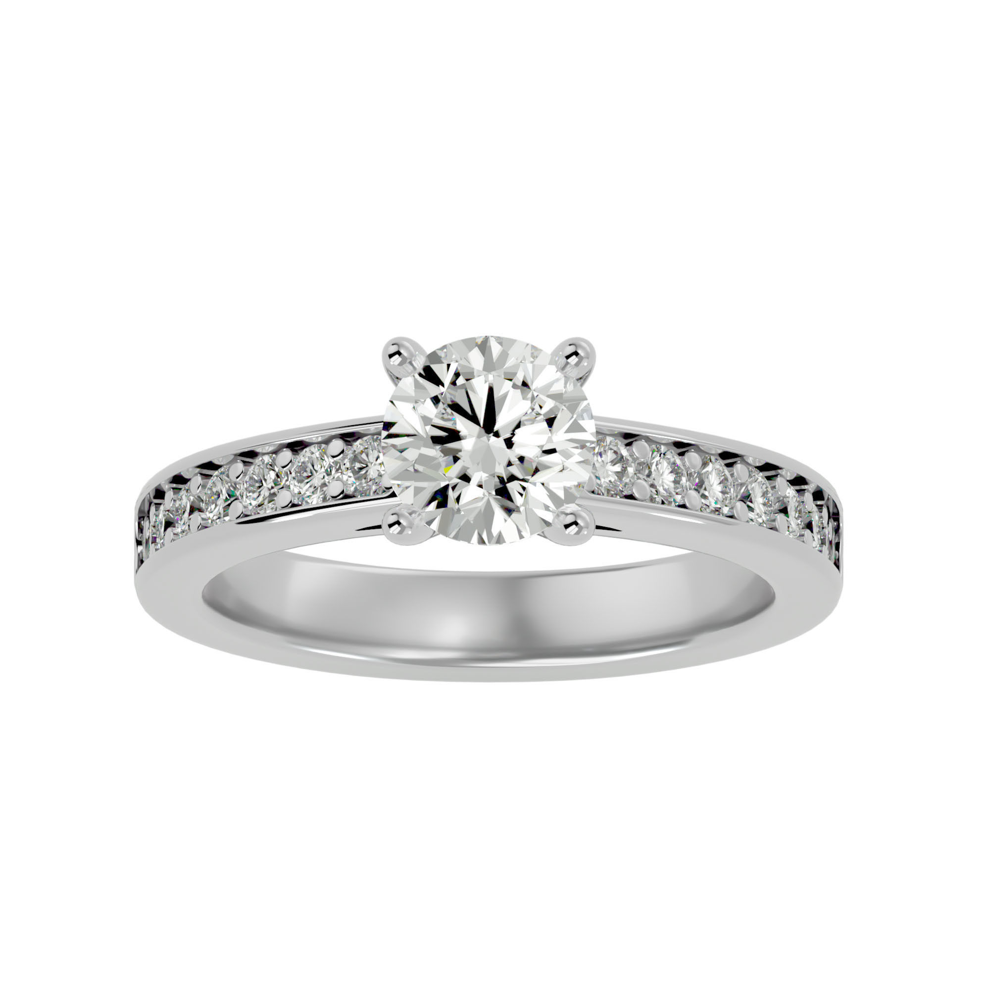 Solitaire wedding engagement ring with 360 view animation 3D print model_2