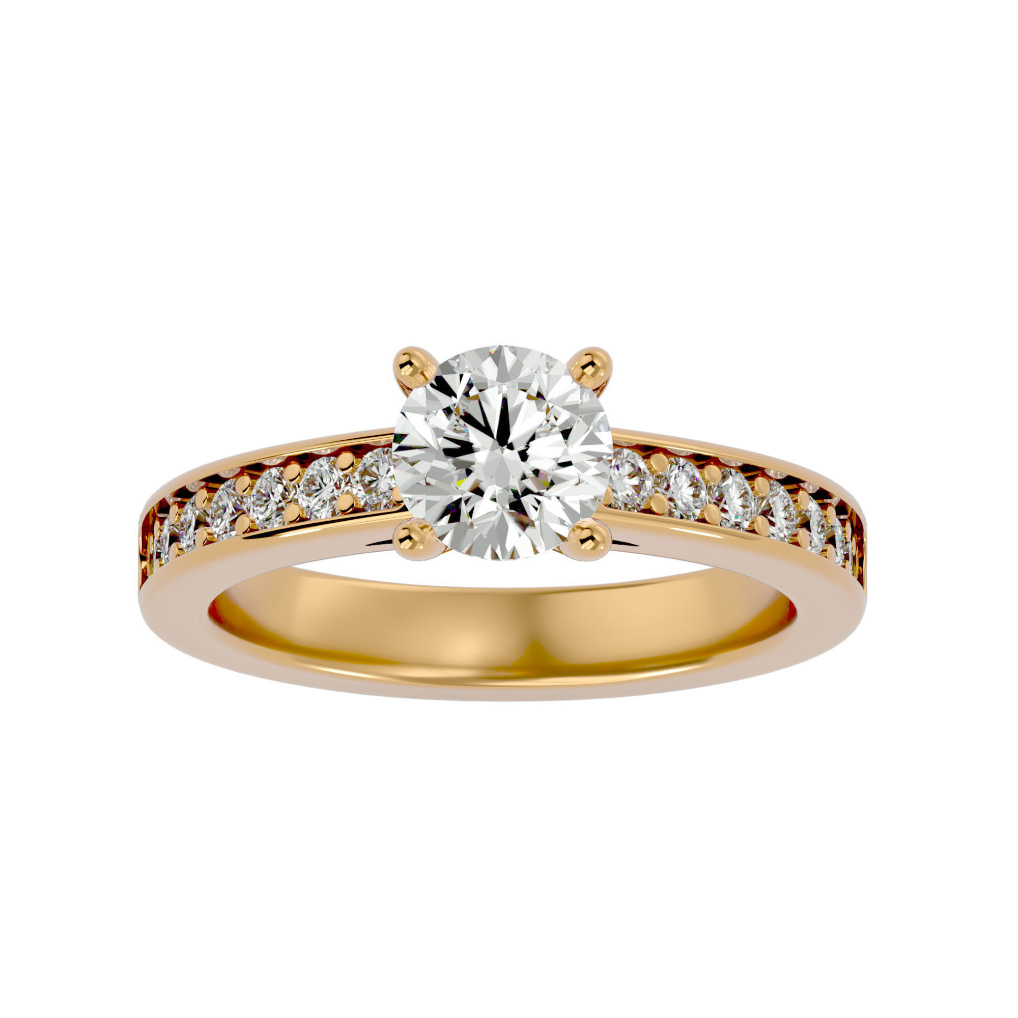 Solitaire wedding engagement ring with 360 view animation 3D print model_1
