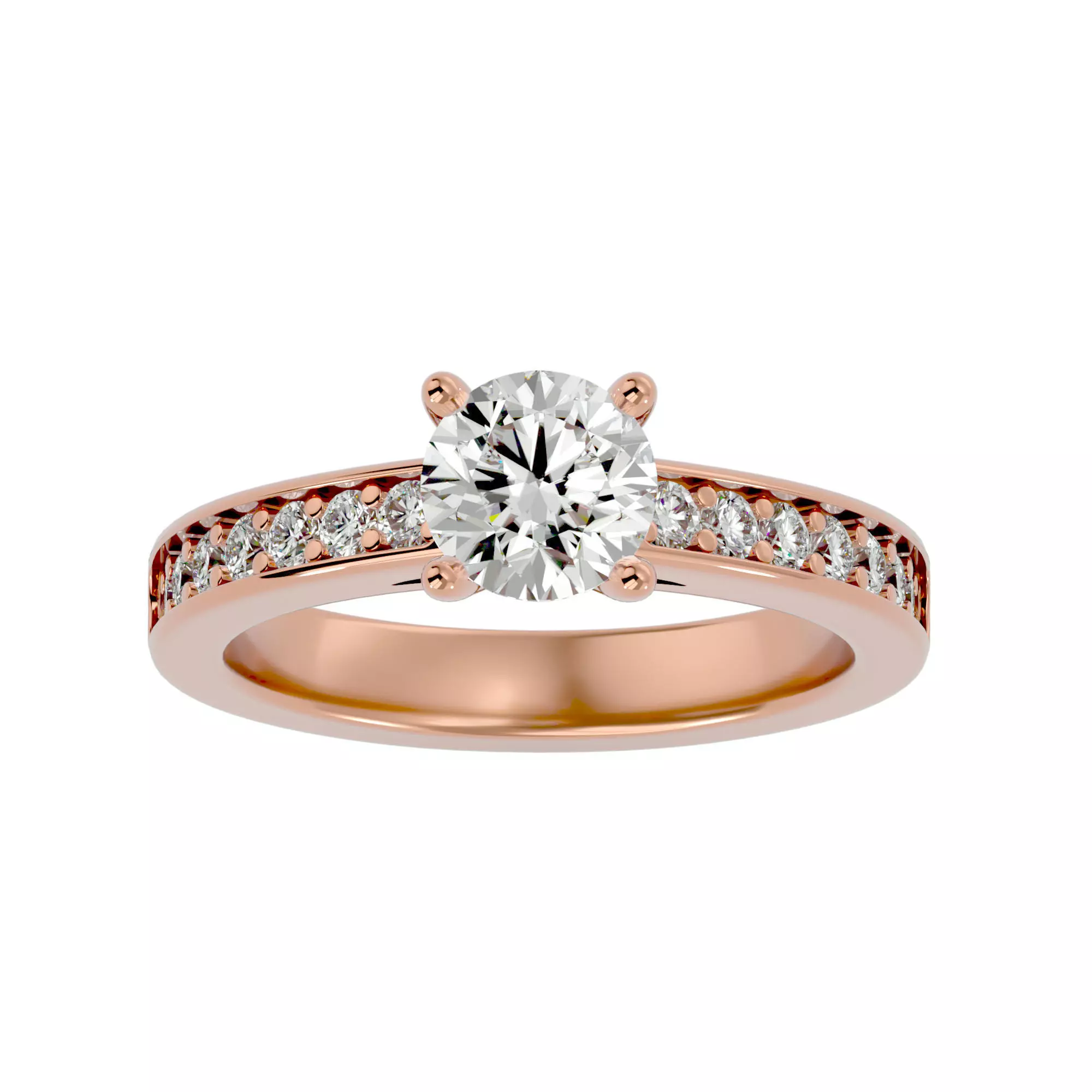 Solitaire wedding engagement ring with 360 view animation 3D print model_0