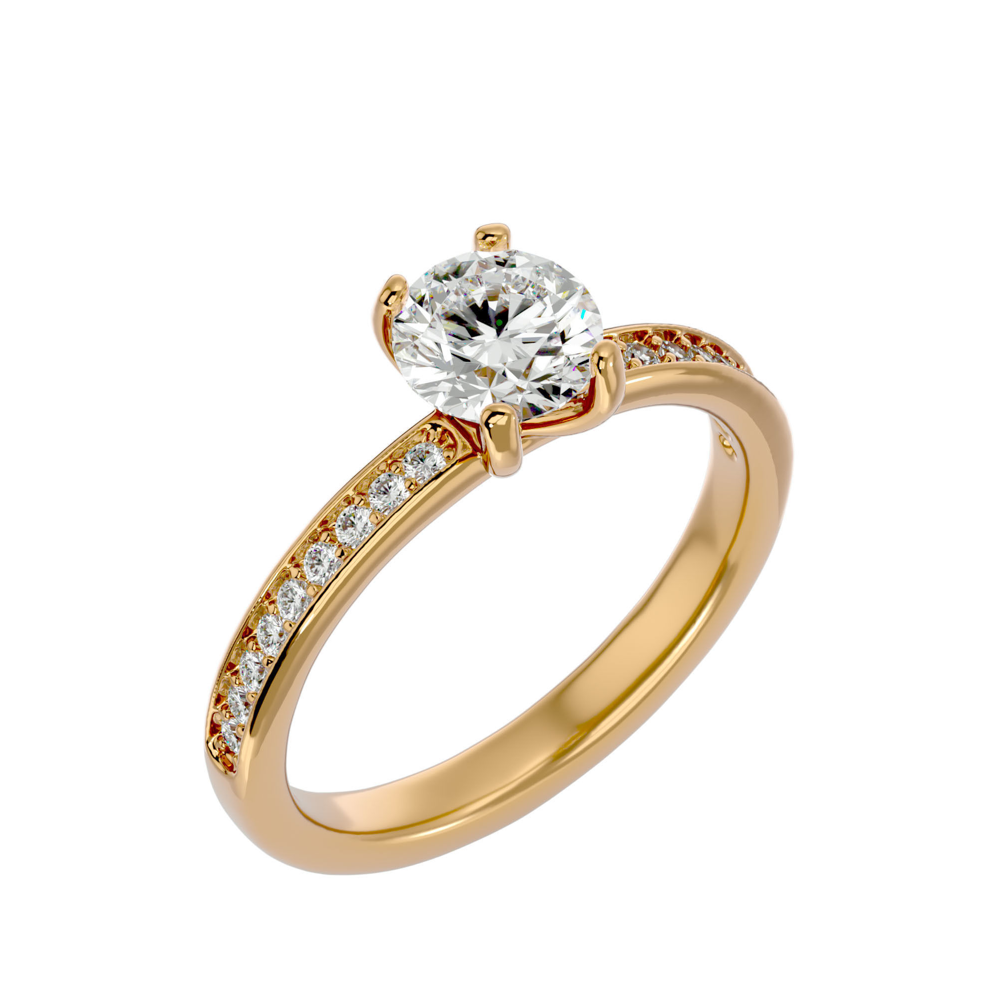 Solitaire wedding engagement ring with 360 view animation 3D print model_11