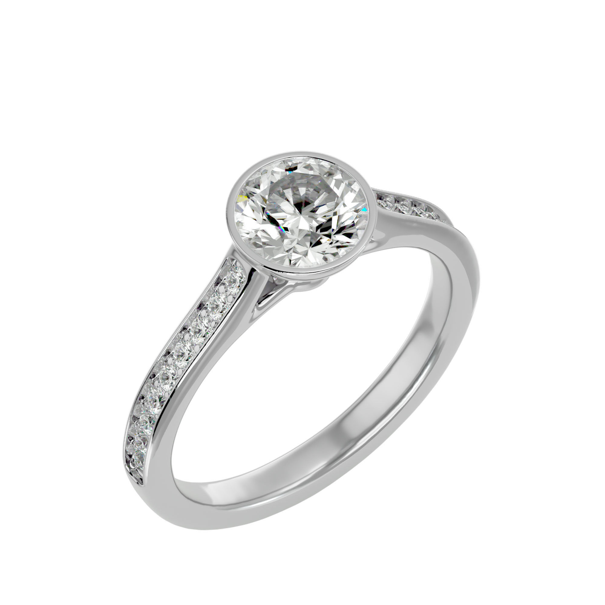 Solitaire wedding engagement ring with 360 view animation 3D print model_10