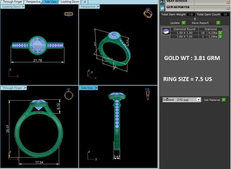 Solitaire wedding engagement ring with 360 view animation 3D print model_3