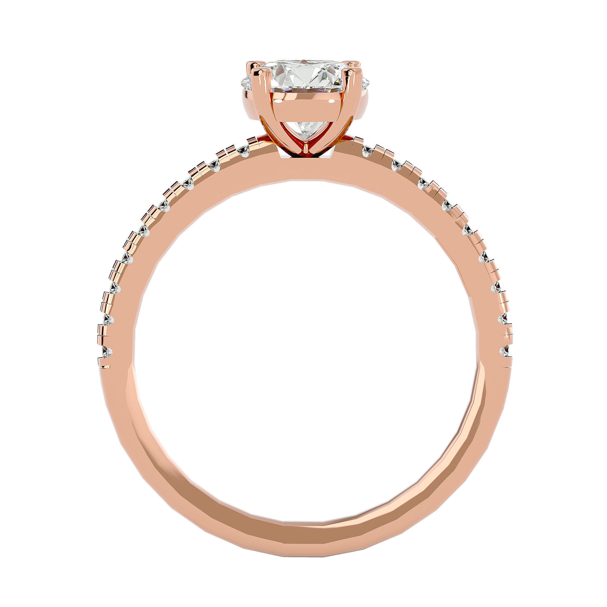 Solitaire wedding engagement ring with 360 view animation 3D print model_6