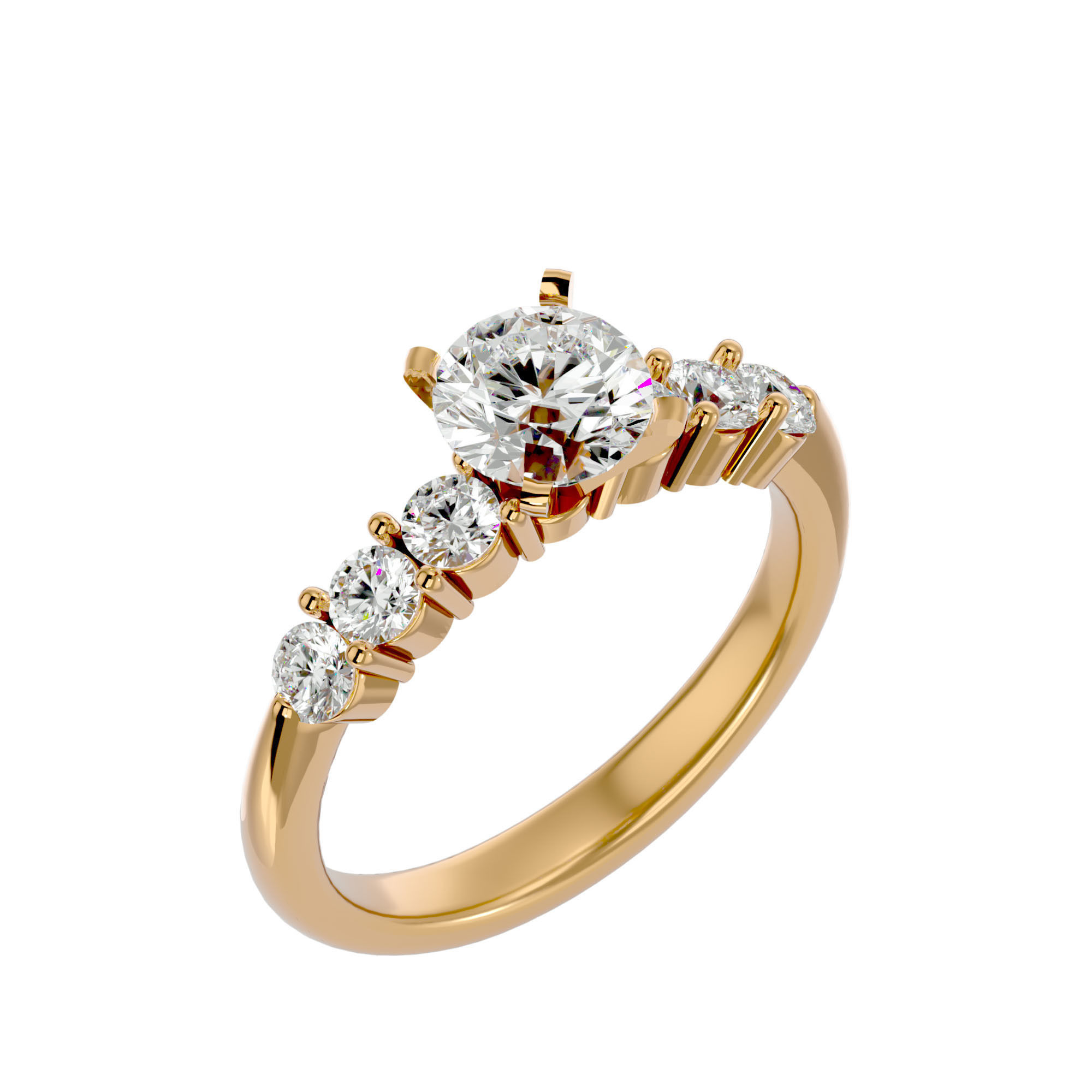 Solitaire wedding engagement ring with 360 view animation 3D print model_11