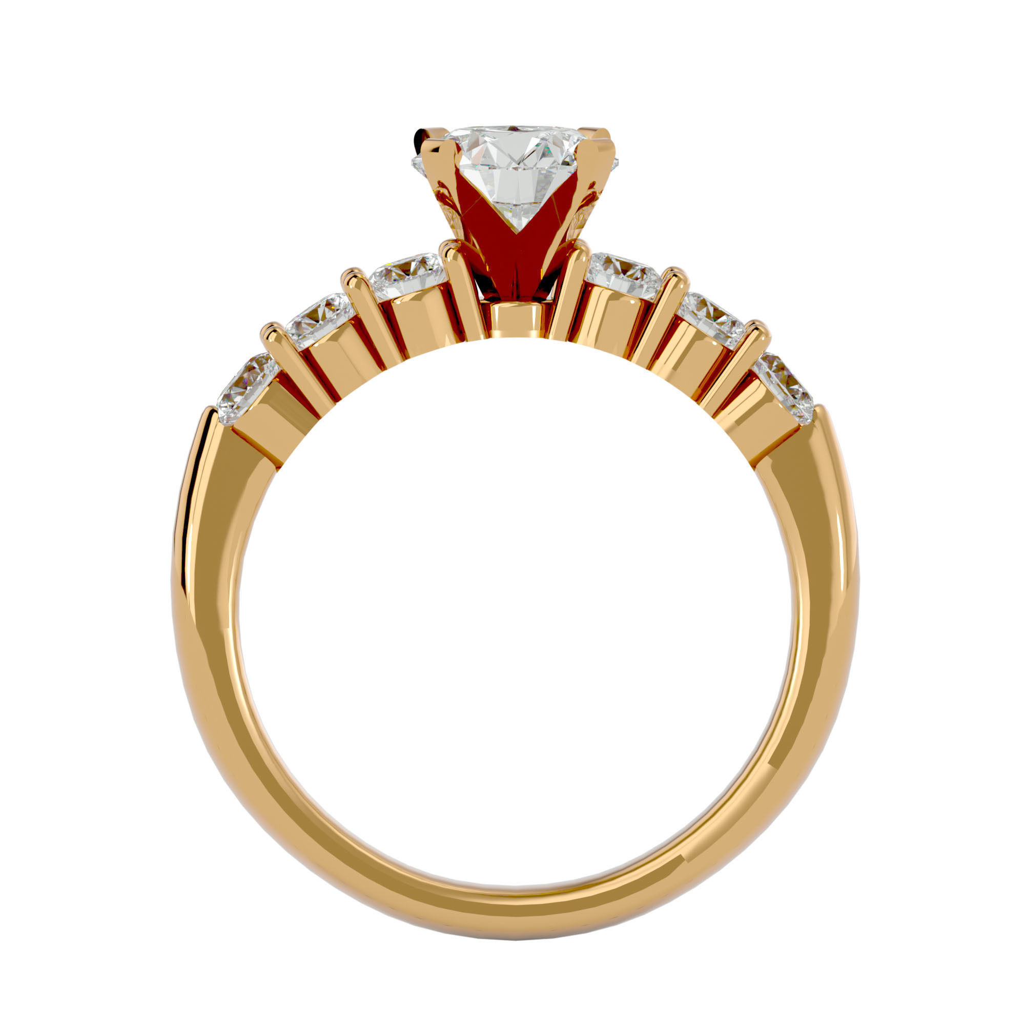 Solitaire wedding engagement ring with 360 view animation 3D print model_5