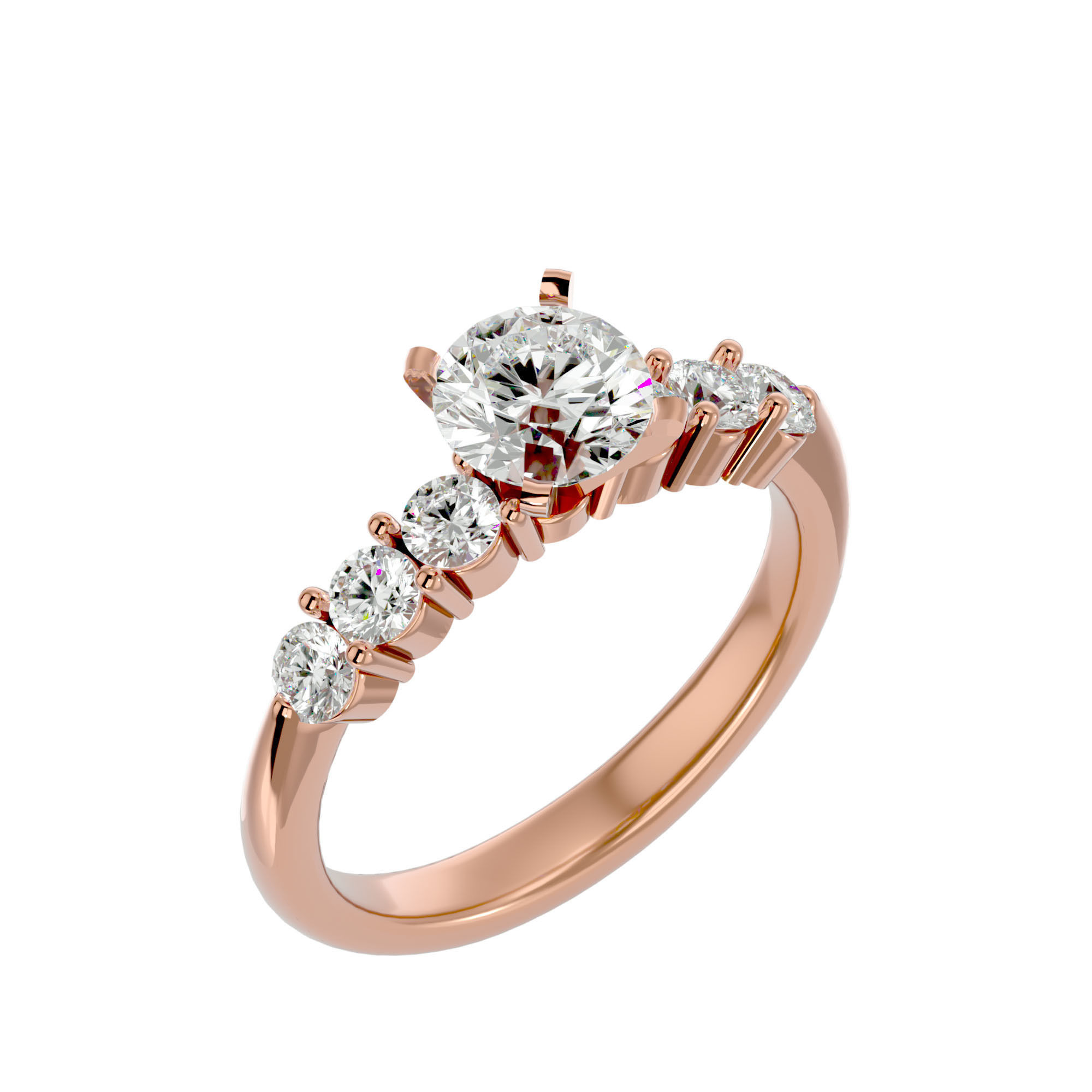 Solitaire wedding engagement ring with 360 view animation 3D print model_12