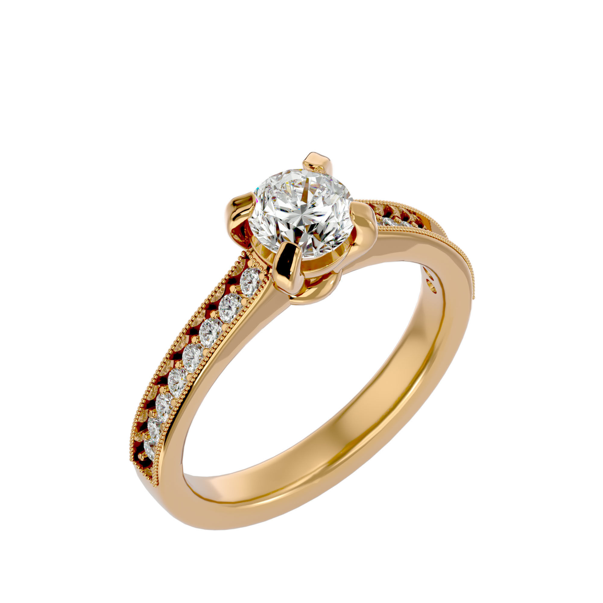 Solitaire wedding engagement ring with 360 view animation 3D print model_11