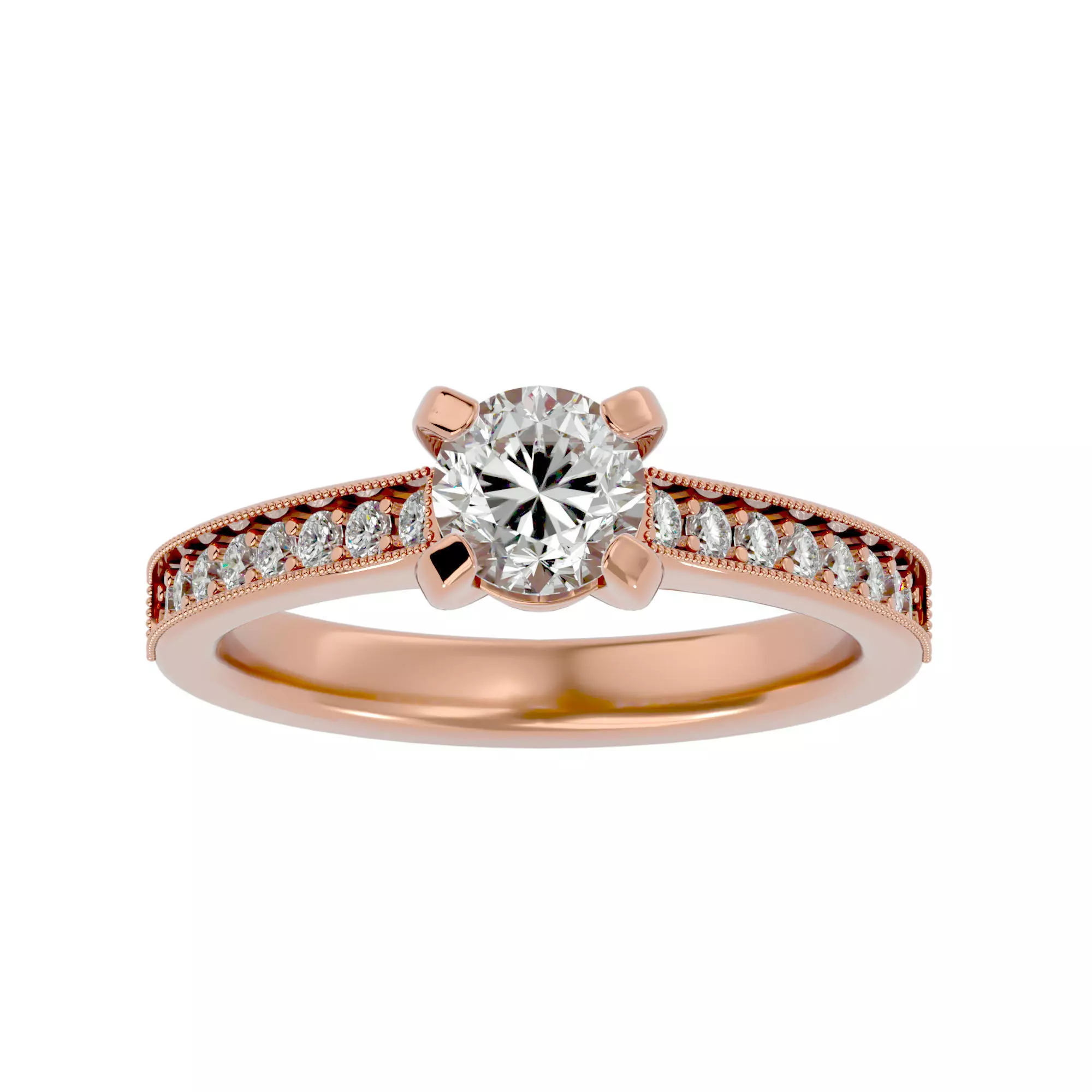 Solitaire wedding engagement ring with 360 view animation 3D print model_0