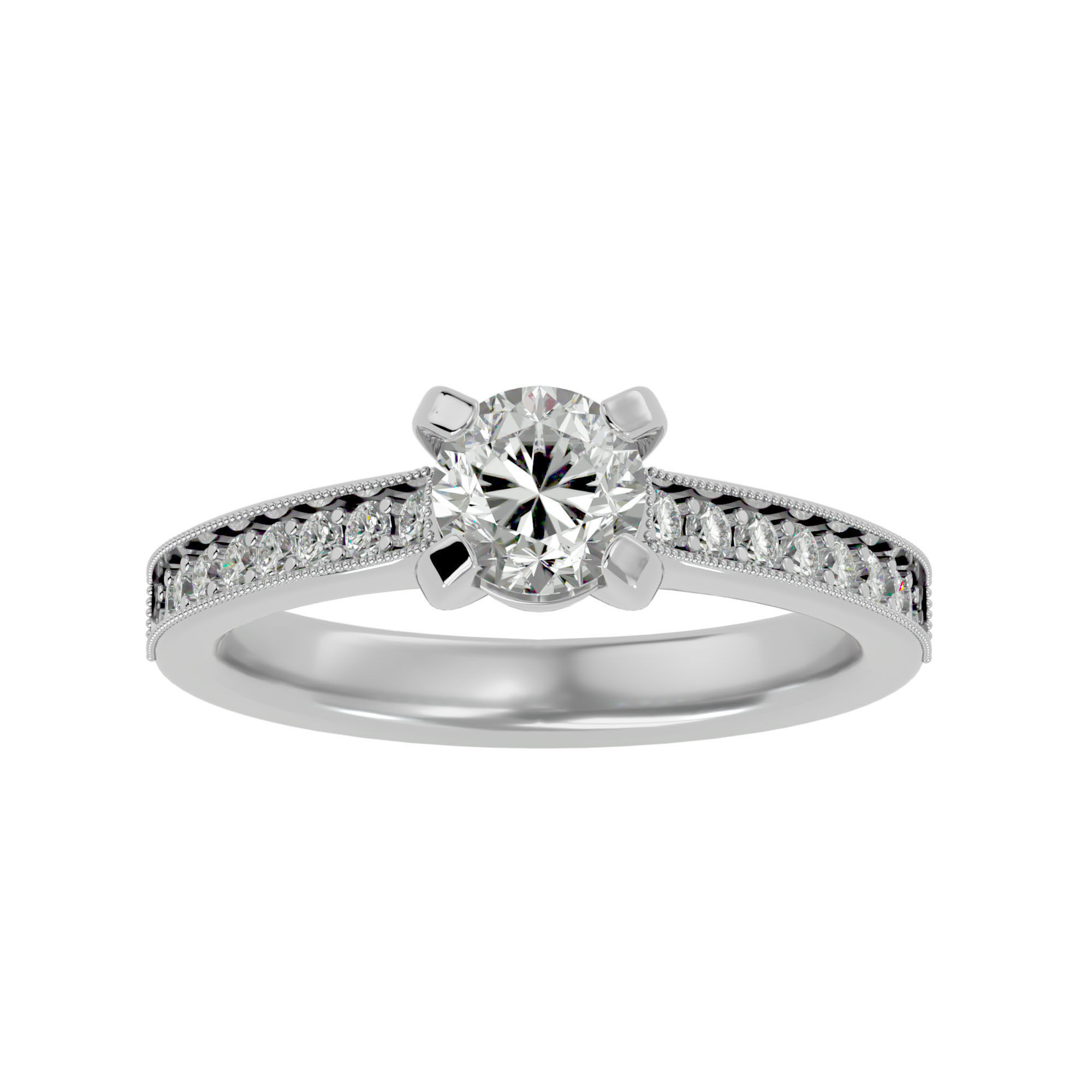 Solitaire wedding engagement ring with 360 view animation 3D print model_2