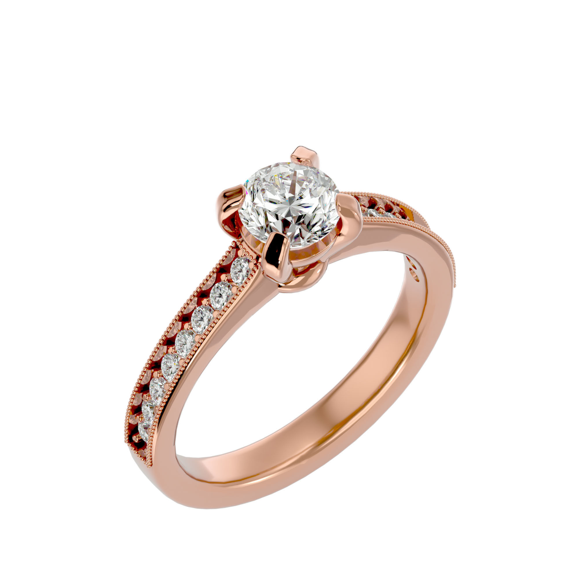 Solitaire wedding engagement ring with 360 view animation 3D print model_12