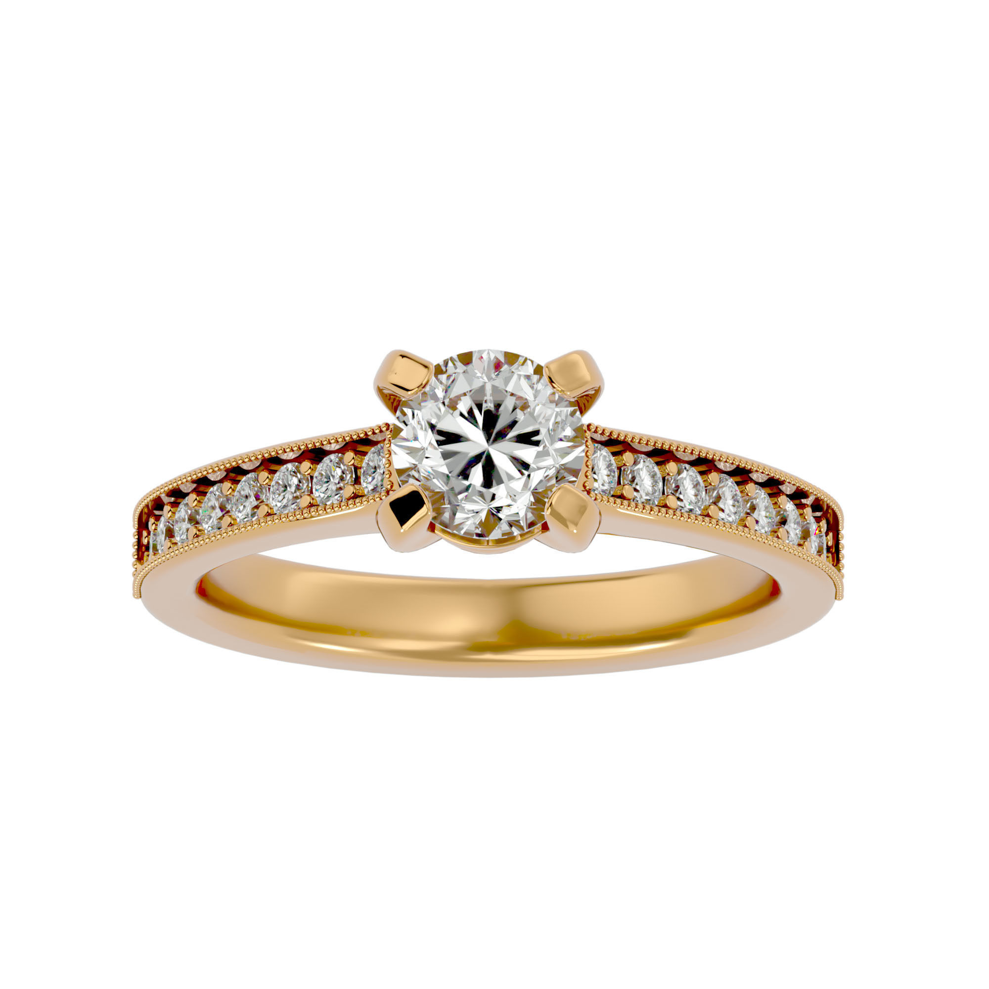 Solitaire wedding engagement ring with 360 view animation 3D print model_1