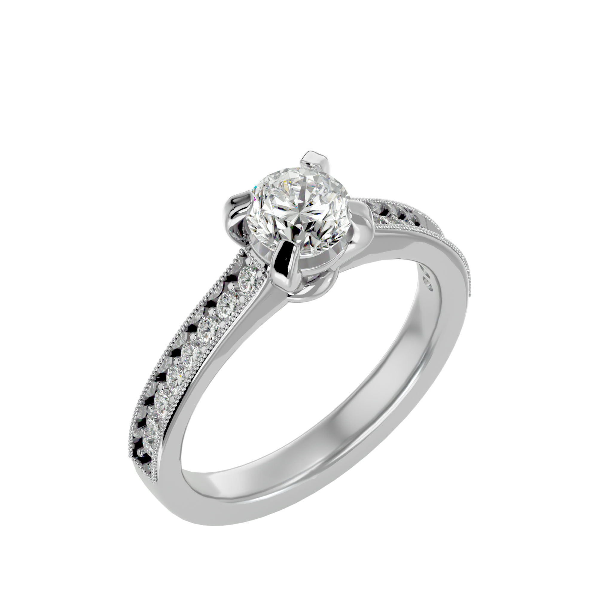 Solitaire wedding engagement ring with 360 view animation 3D print model_10