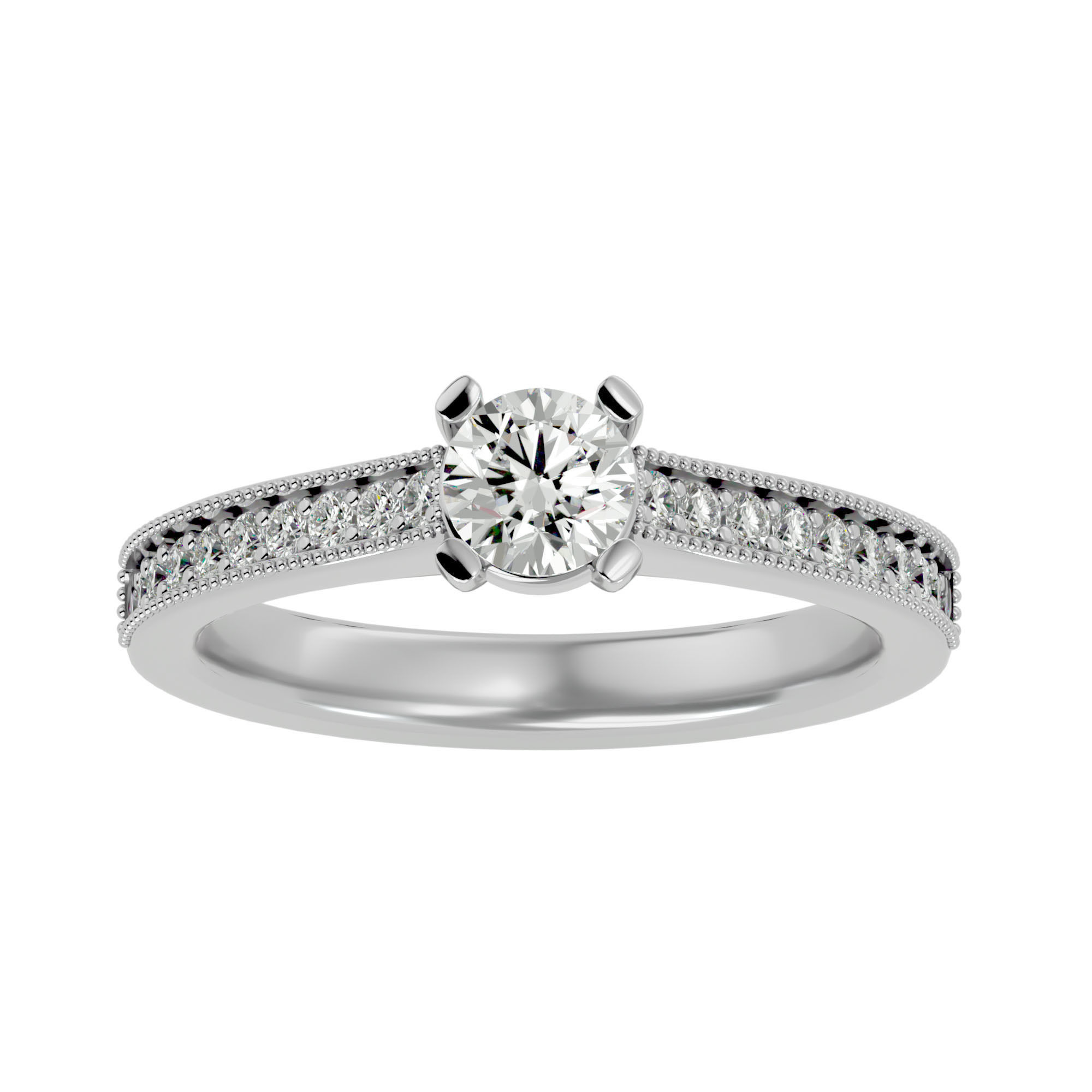Solitaire wedding engagement ring with 360 view animation 3D print model_2